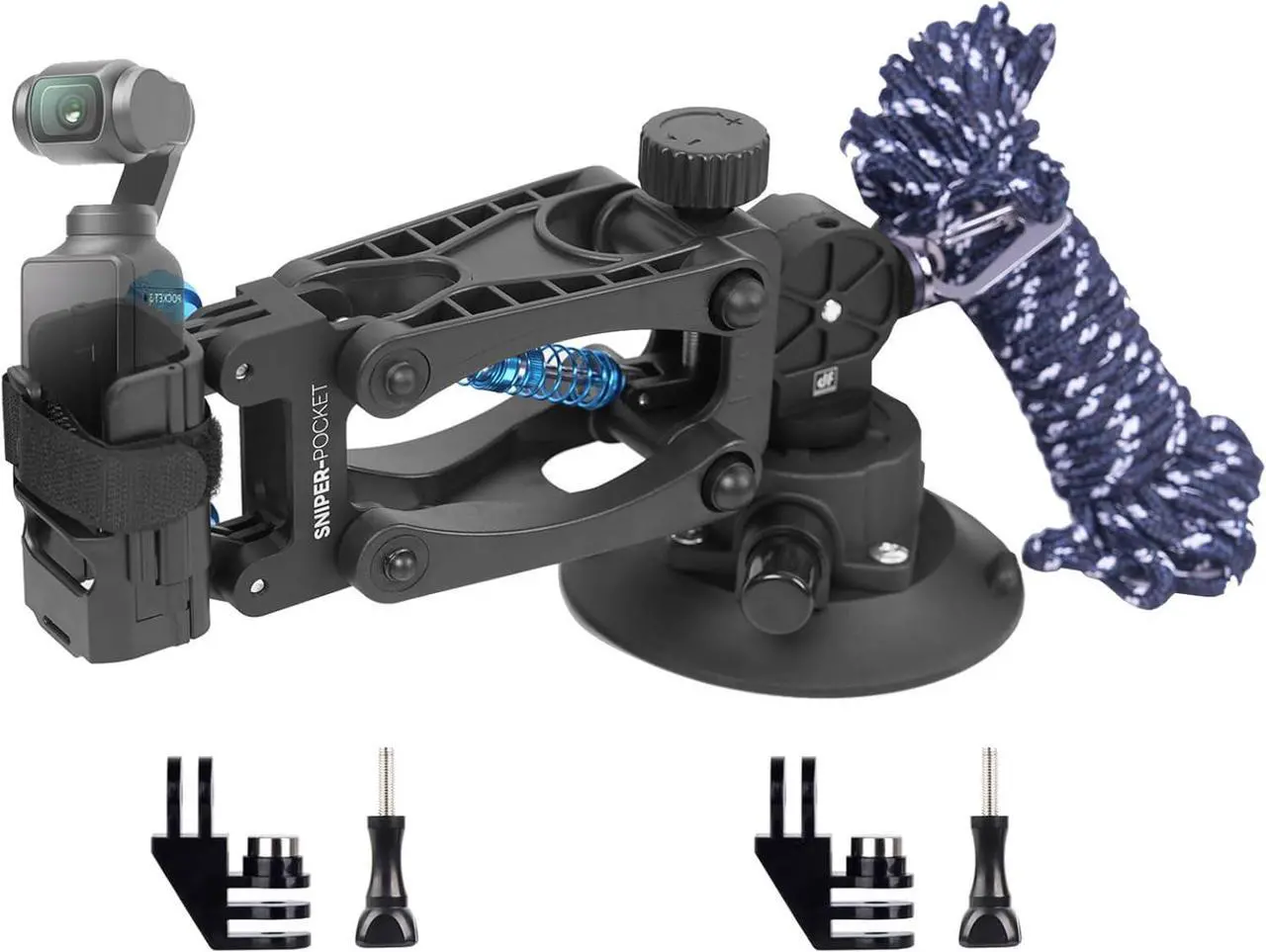 Main image of For Osmo Pocket 3 Car Mount, Blade Arm Suction Cup Shock Absorbing Car Shooting System with Safety Harness Compatible with DJI Osmo Pocket/Gopro Action Camera
