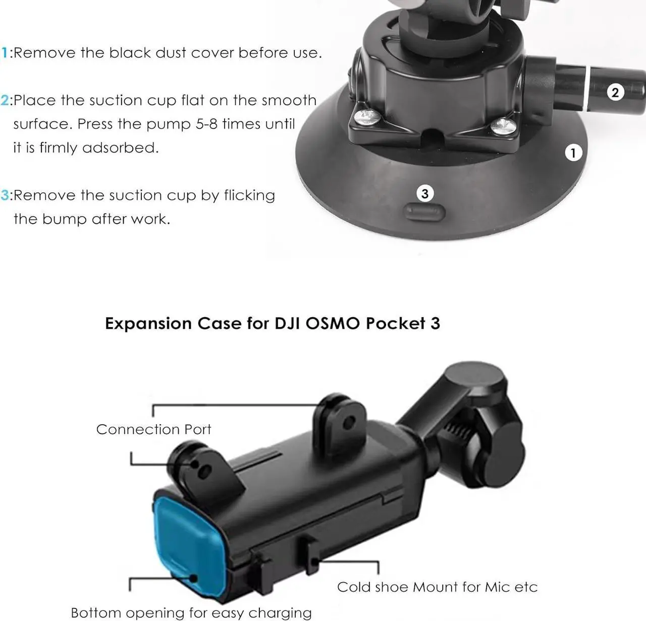 Alt view image 5 of 7 - For Osmo Pocket 3 Car Mount, Blade Arm Suction Cup Shock Absorbing Car Shooting System with Safety Harness Compatible with DJI Osmo Pocket/Gopro Action Camera