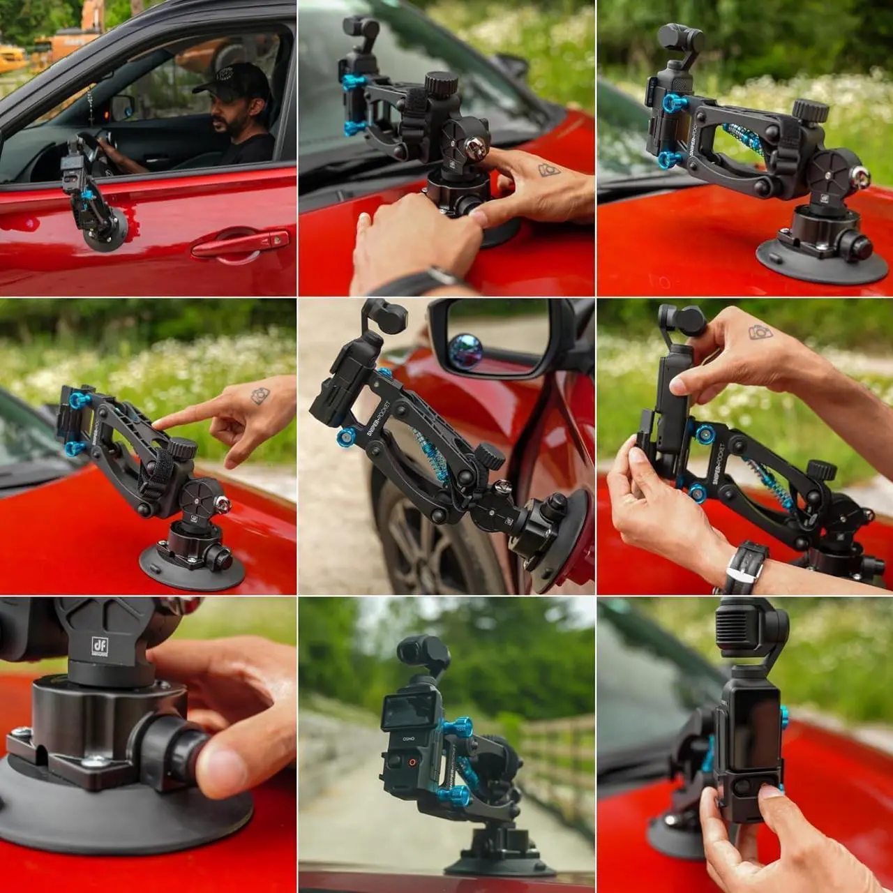 Alt view image 7 of 7 - For Osmo Pocket 3 Car Mount, Blade Arm Suction Cup Shock Absorbing Car Shooting System with Safety Harness Compatible with DJI Osmo Pocket/Gopro Action Camera