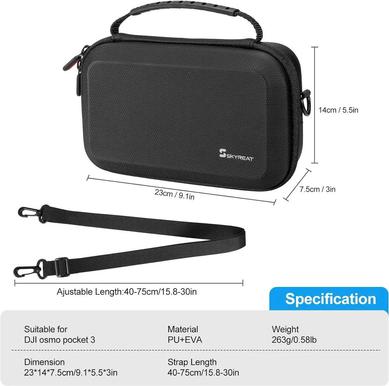 Alt view image 6 of 7 - Osmo Pocket 3 Case, Portable PU Storage Protective Bag for DJI Osmo Pocket 3 Creator Combo Accessories