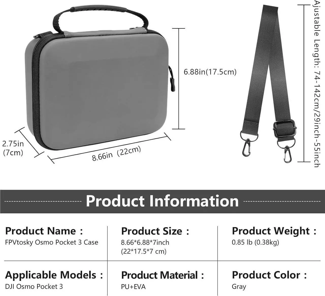 Alt view image 5 of 6 - Hard Carrying Case for DJI Osmo Pocket 3/ Creator Combo, Portable Osmo Pocket 3 Storage Case Carry Bag, DJI Pocket 3 Accessories [Case Only]