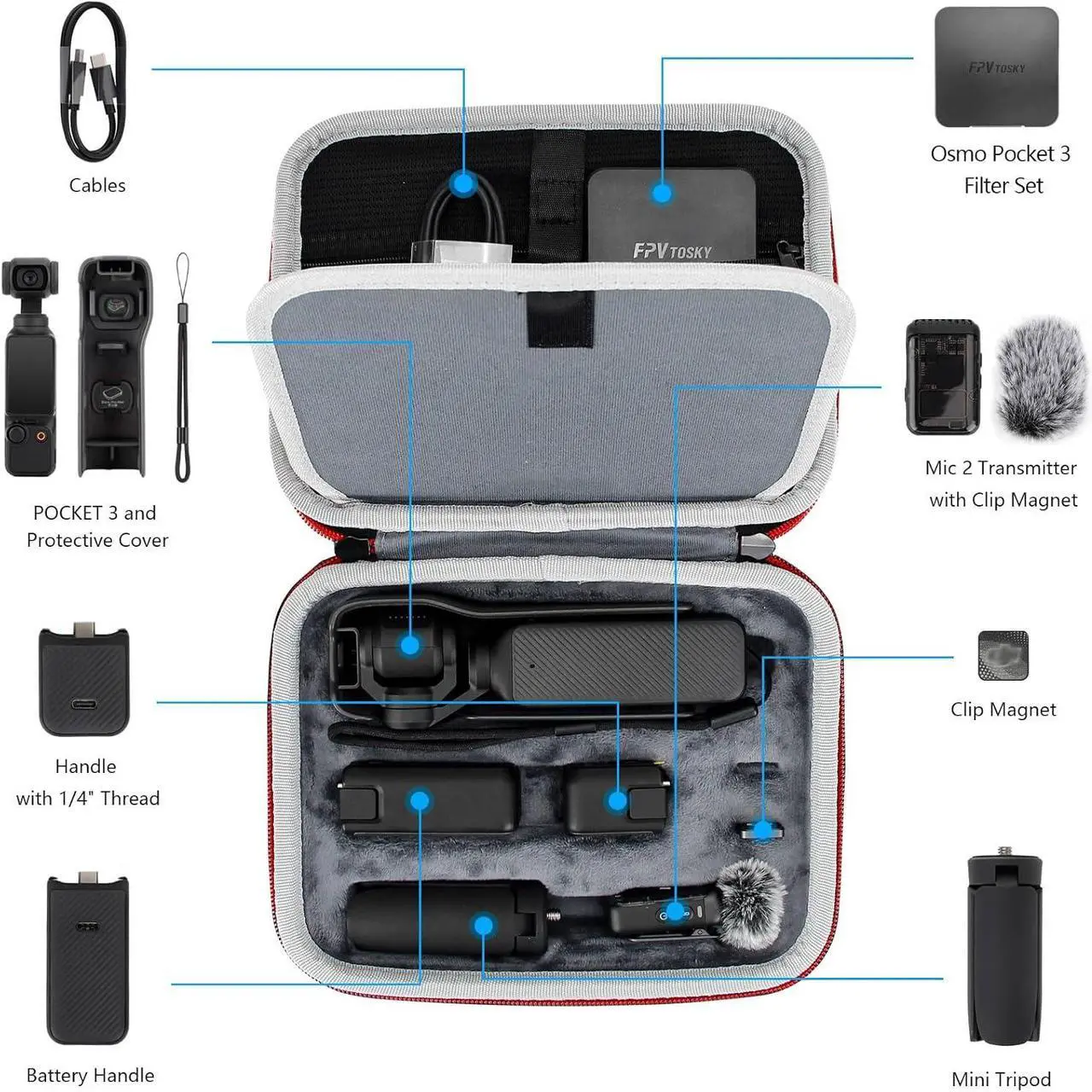 Alt view image 2 of 6 - Hard Carrying Case for DJI Osmo Pocket 3/ Creator Combo, Portable Osmo Pocket 3 Storage Case Carry Bag, DJI Pocket 3 Accessories [Case Only]