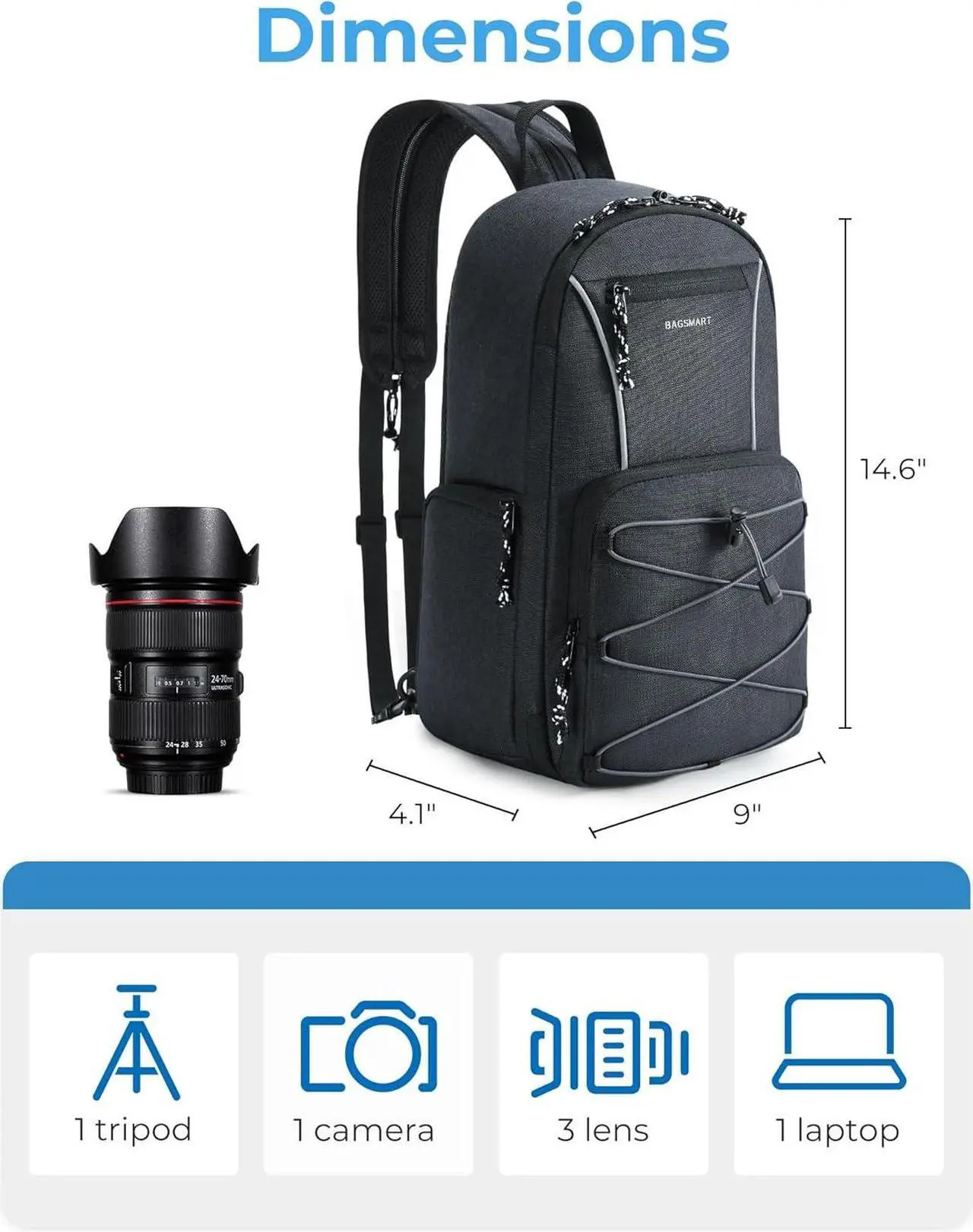 Alt view image 2 of 6 - Small Camera Sling Bag, DSLR/SLR Camera Bag Fits 11" Tablet, Camera Shoulder Bag for Photographers With Tripod Holder