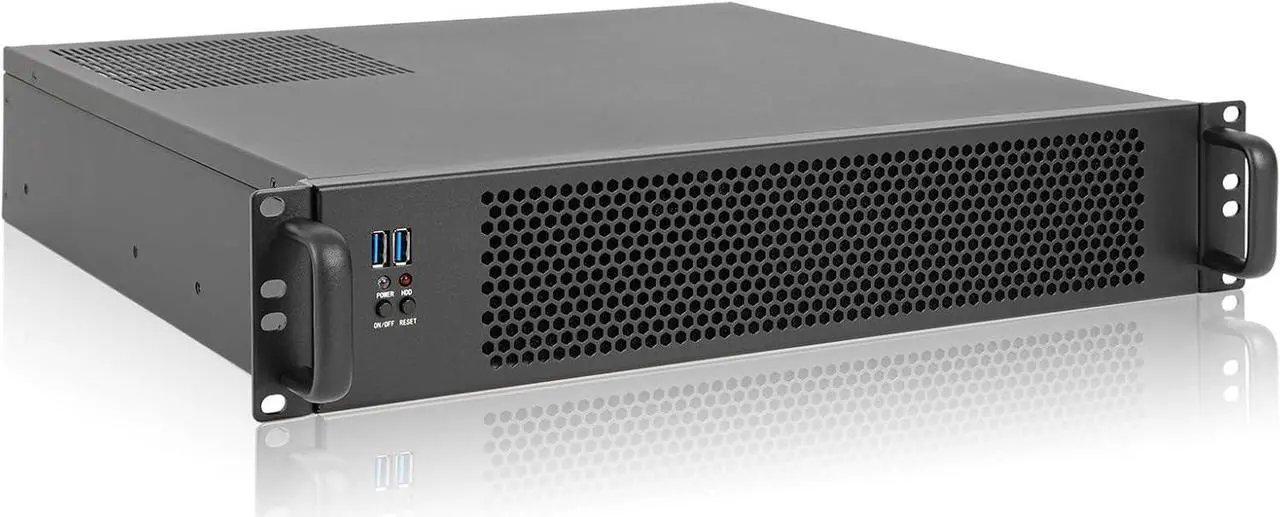 Main image of MicroATX/Mini-ITX 2U Rackmount Server Chassis max 7x3.5 Bay / USB3.0 with 2.0 Adapter Support ATX PSU Either top or Side Cooling Depth 15.7"