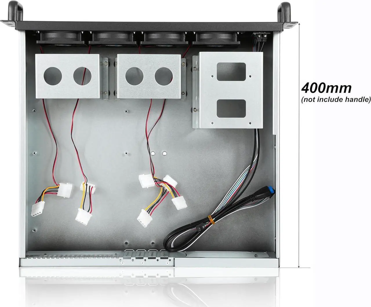 Alt view image 4 of 5 - MicroATX/Mini-ITX 2U Rackmount Server Chassis max 7x3.5 Bay / USB3.0 with 2.0 Adapter Support ATX PSU Either top or Side Cooling Depth 15.7"