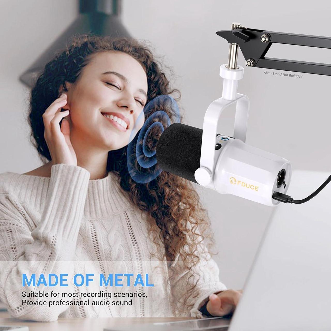 Alt view image 5 of 6 - SL40 Dynamic Microphone for Podcasting, Gaming, Live Streaming & Recording, Built-in Headphone Output, LED Mute Button, All Metal USB/XLR, Voice-Isolating Technology(White)
