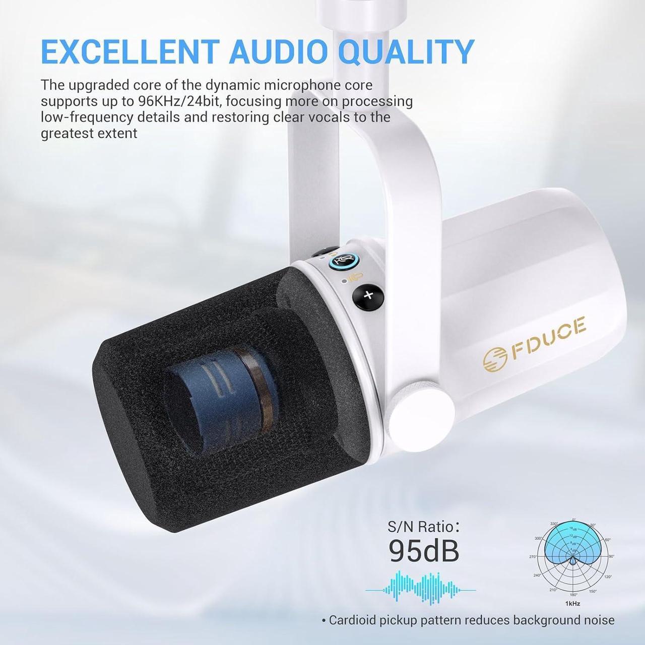 Alt view image 4 of 6 - SL40 Dynamic Microphone for Podcasting, Gaming, Live Streaming & Recording, Built-in Headphone Output, LED Mute Button, All Metal USB/XLR, Voice-Isolating Technology(White)