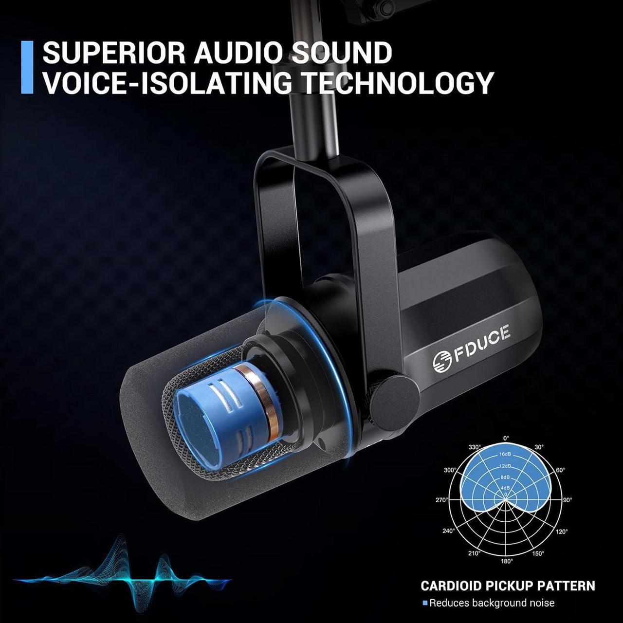 Alt view image 2 of 7 - SL40X XLR Dynamic Microphone kit for Vocal Recording, Podcasting, Gaming, Live Streaming&Broadcasting, All Metal Cardioid Mic, Voice-Isolating Technology -Black