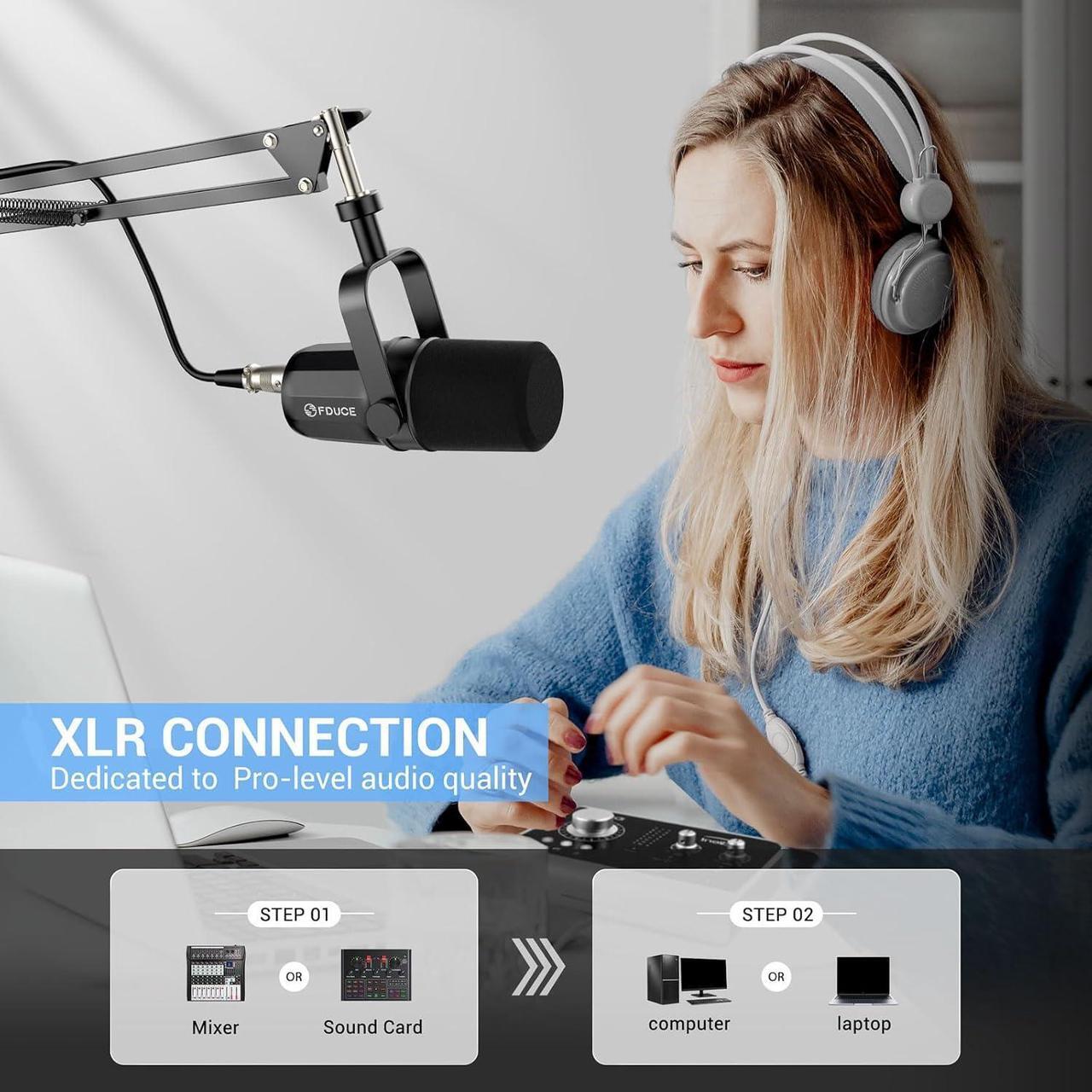 Alt view image 3 of 7 - SL40X XLR Dynamic Microphone kit for Vocal Recording, Podcasting, Gaming, Live Streaming&Broadcasting, All Metal Cardioid Mic, Voice-Isolating Technology -Black