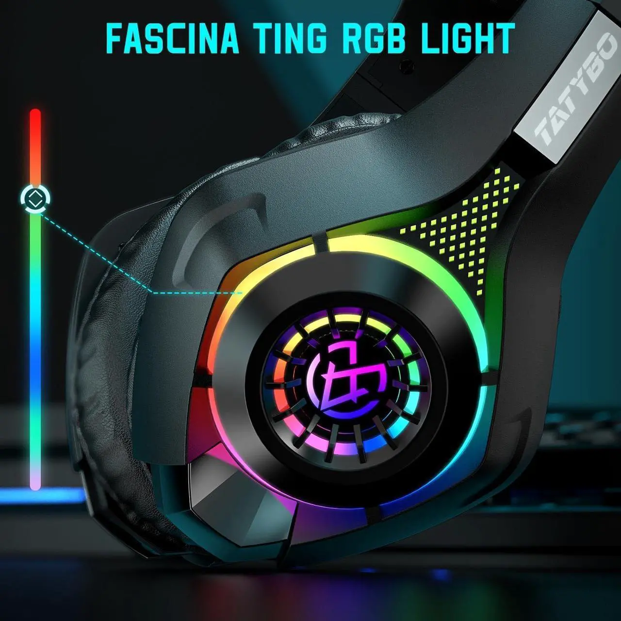 Alt view image 6 of 7 - Gaming Headset for PS4 PS5 Switch Xbox One PC with RGB Light, Noise Canceling Mic, Surround Sound Gaming Headphones