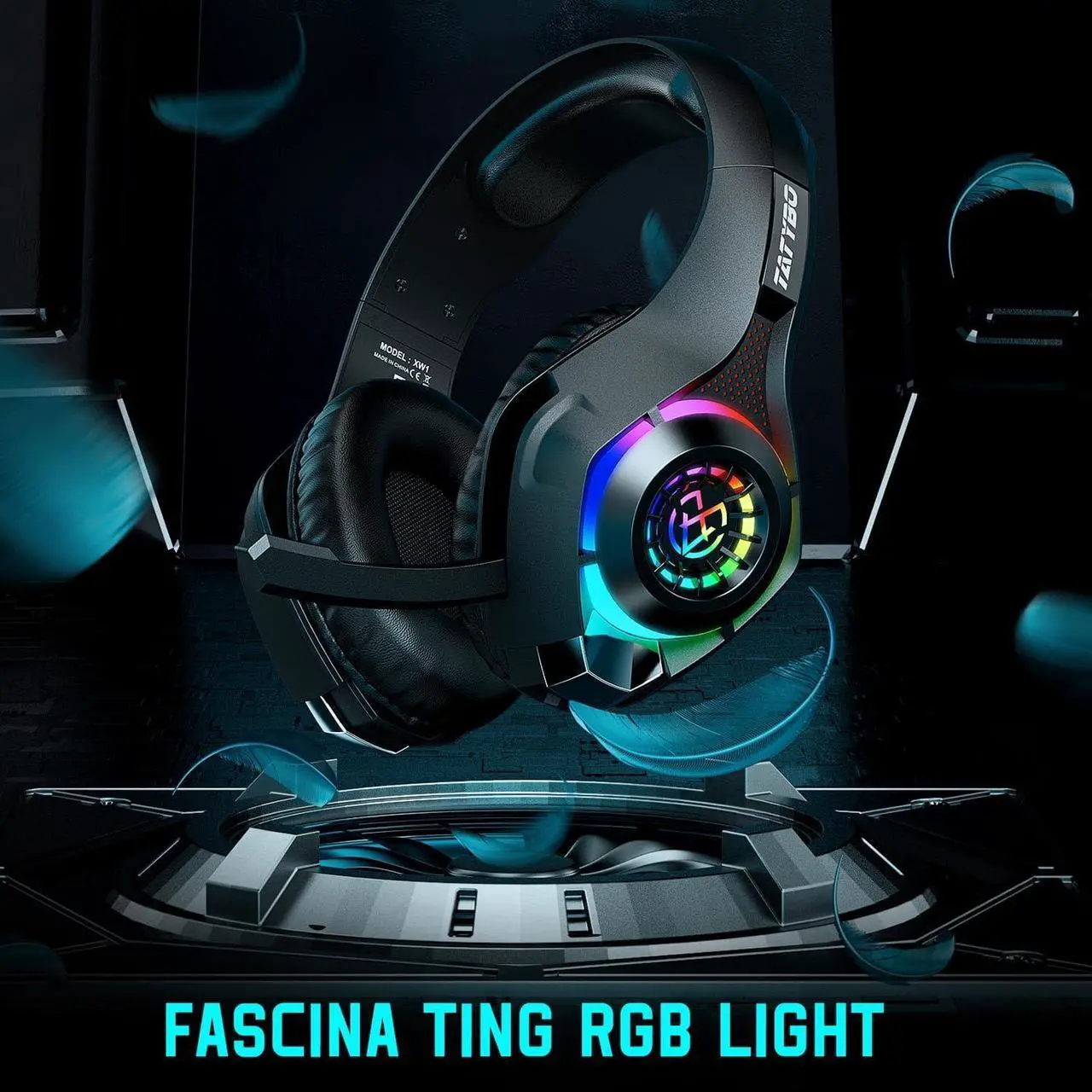 Alt view image 3 of 7 - Gaming Headset for PS4 PS5 Switch Xbox One PC with RGB Light, Noise Canceling Mic, Surround Sound Gaming Headphones