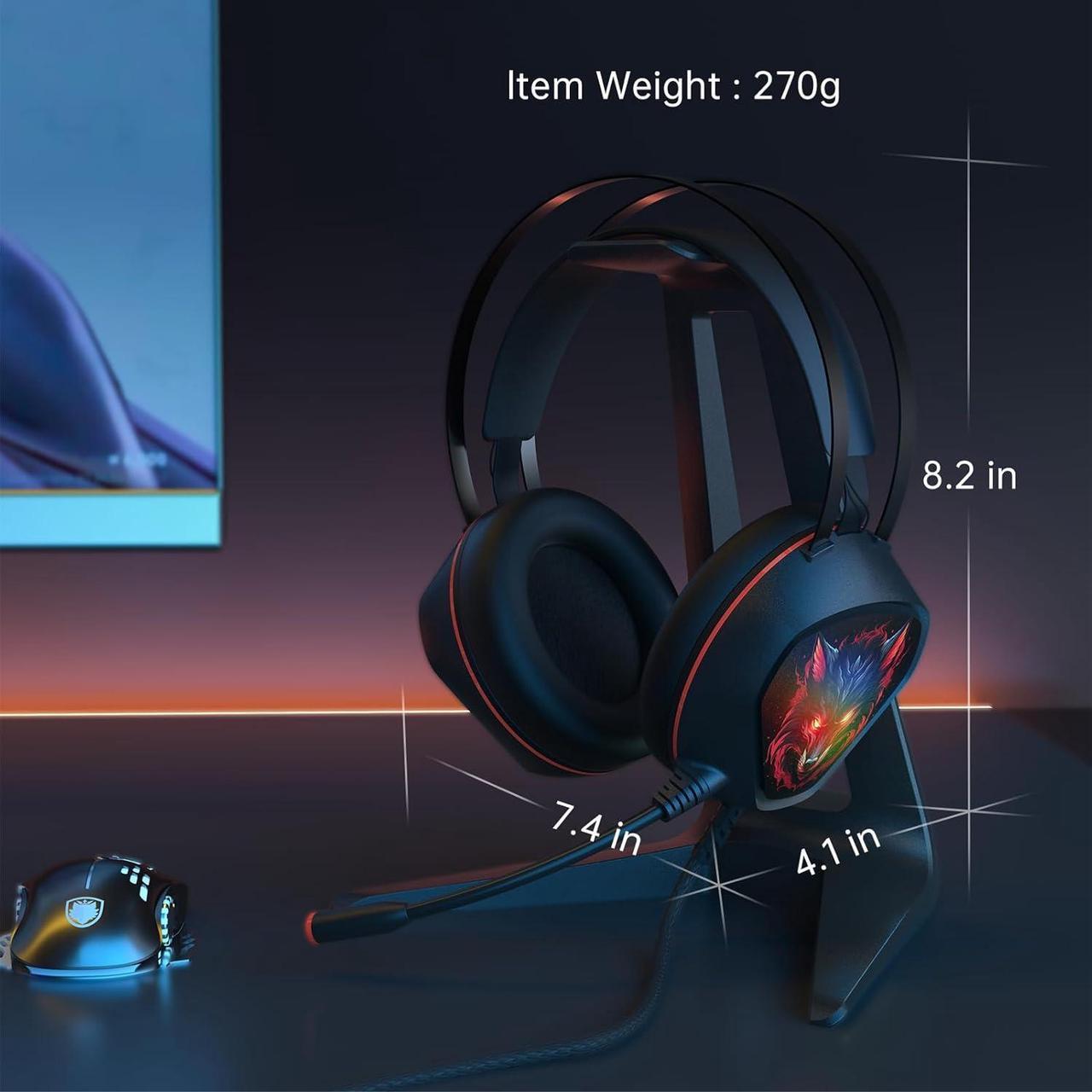 Alt view image 2 of 7 - Gaming Headset for Xbox Series X/S, Xbox One, PS5, PS4, PC with 7.1 Surround Sound, Wired Gaming Headphone with Noise Cancelling Mic, Dynamic RGB Light for Xbox Controller, Switch (BlackRed)