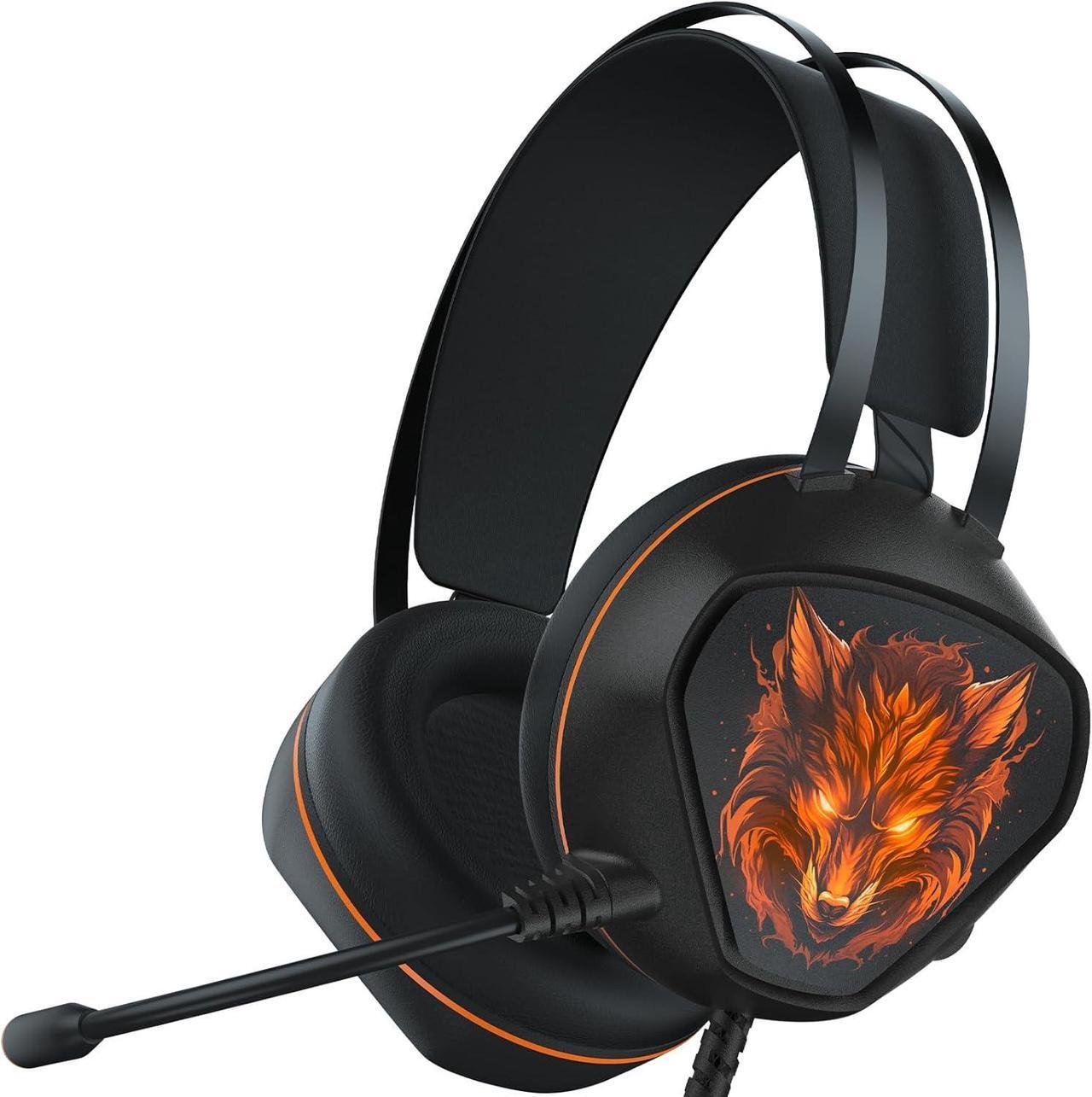 Main image of Gaming Headset for Xbox Series X/S, Xbox One, PS5, PS4, PC with 7.1 Surround Sound, Wired Gaming Headphone with Noise Cancelling Mic, Dynamic RGB Light for Xbox Controller, Switch (Black Orange)