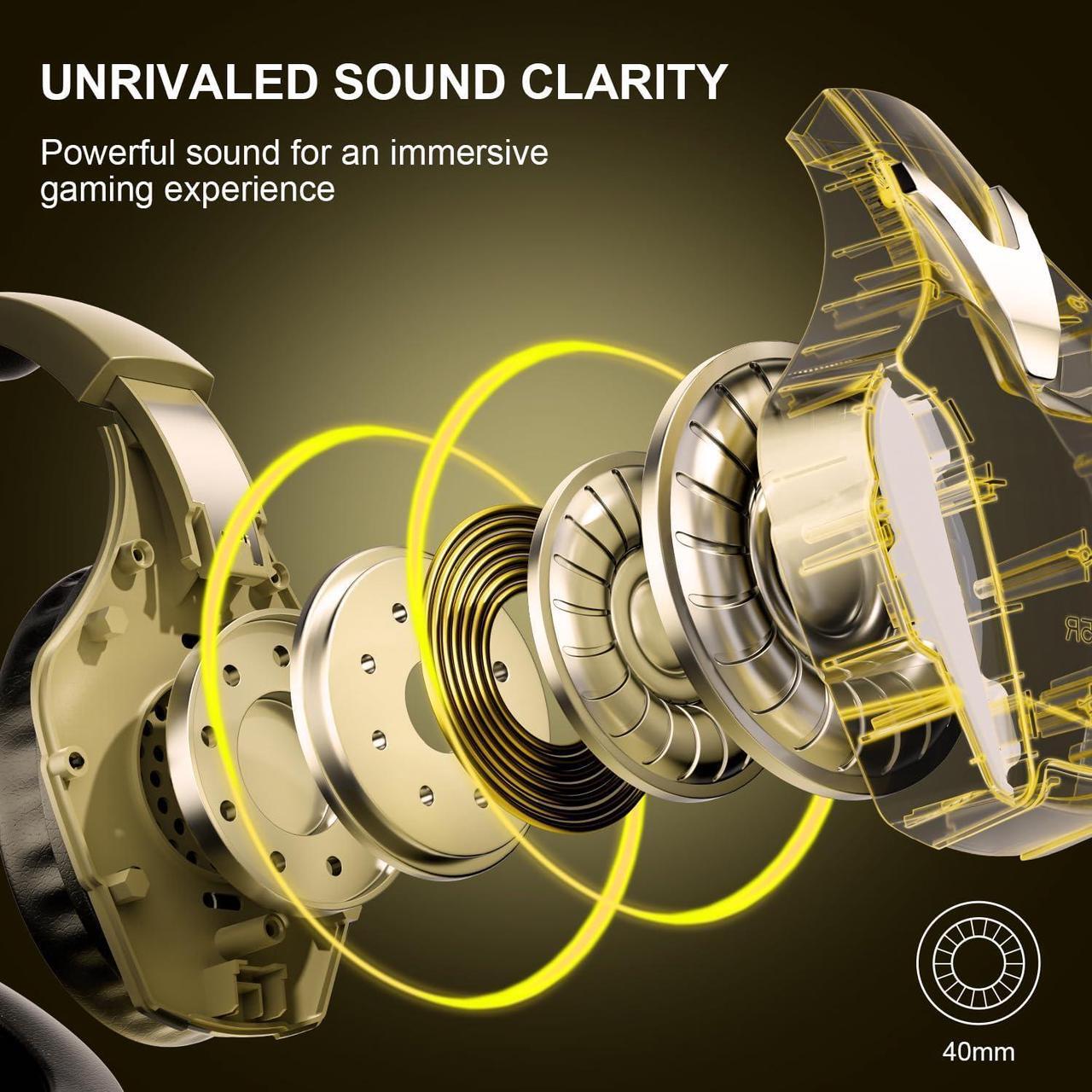 Alt view image 3 of 6 - PS4 Gaming Headset for PC, PS5, Xbox Headset with 7.1 Stereo Sound, Over Ear Gaming Headphones for Switch, Mobile PS4 with Noise Cancelling Mic, LED Light (Gold)