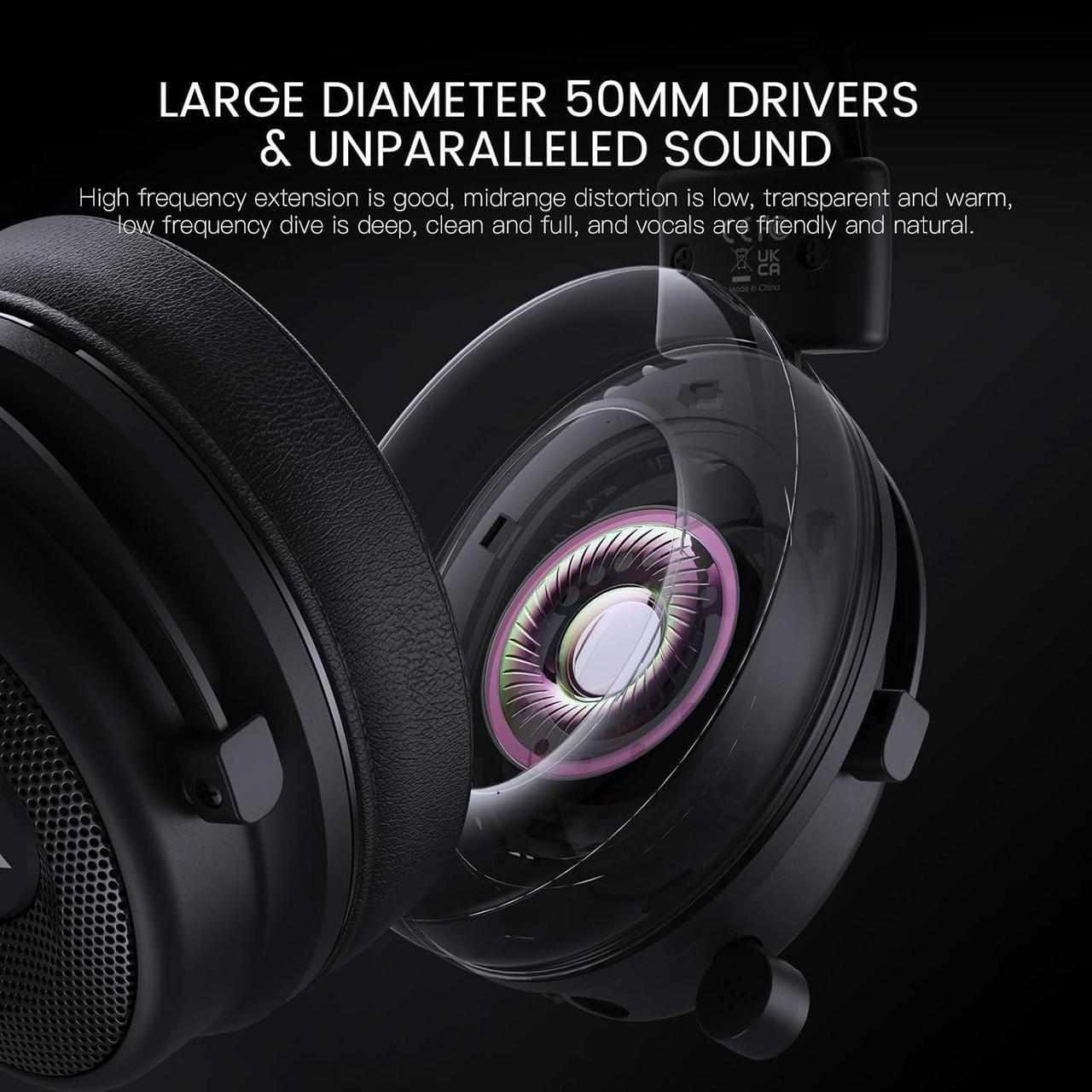 Alt view image 3 of 7 - USB Gaming Headset for PC - Computer Headset with Detachable Noise Cancelling Mic, 7.1 Surround Sound, 50MM Driver - Headphones with Microphone for PS4/PS5, Xbox One, Laptop, Office (Wireless)