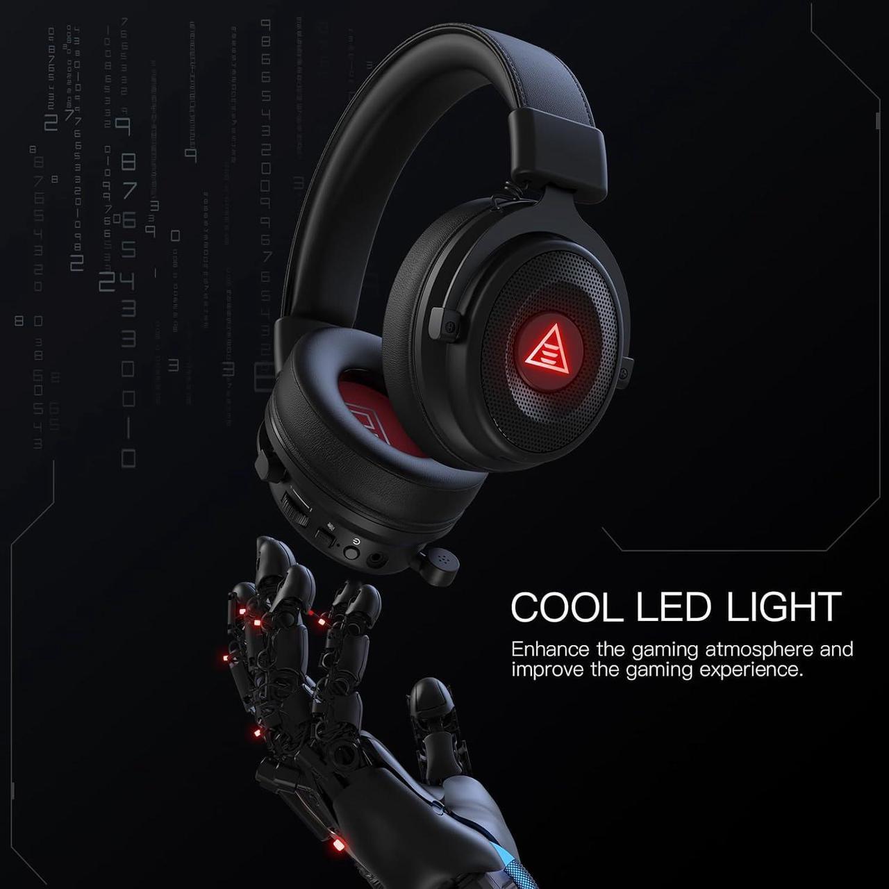 Alt view image 6 of 7 - USB Gaming Headset for PC - Computer Headset with Detachable Noise Cancelling Mic, 7.1 Surround Sound, 50MM Driver - Headphones with Microphone for PS4/PS5, Xbox One, Laptop, Office (Wireless)