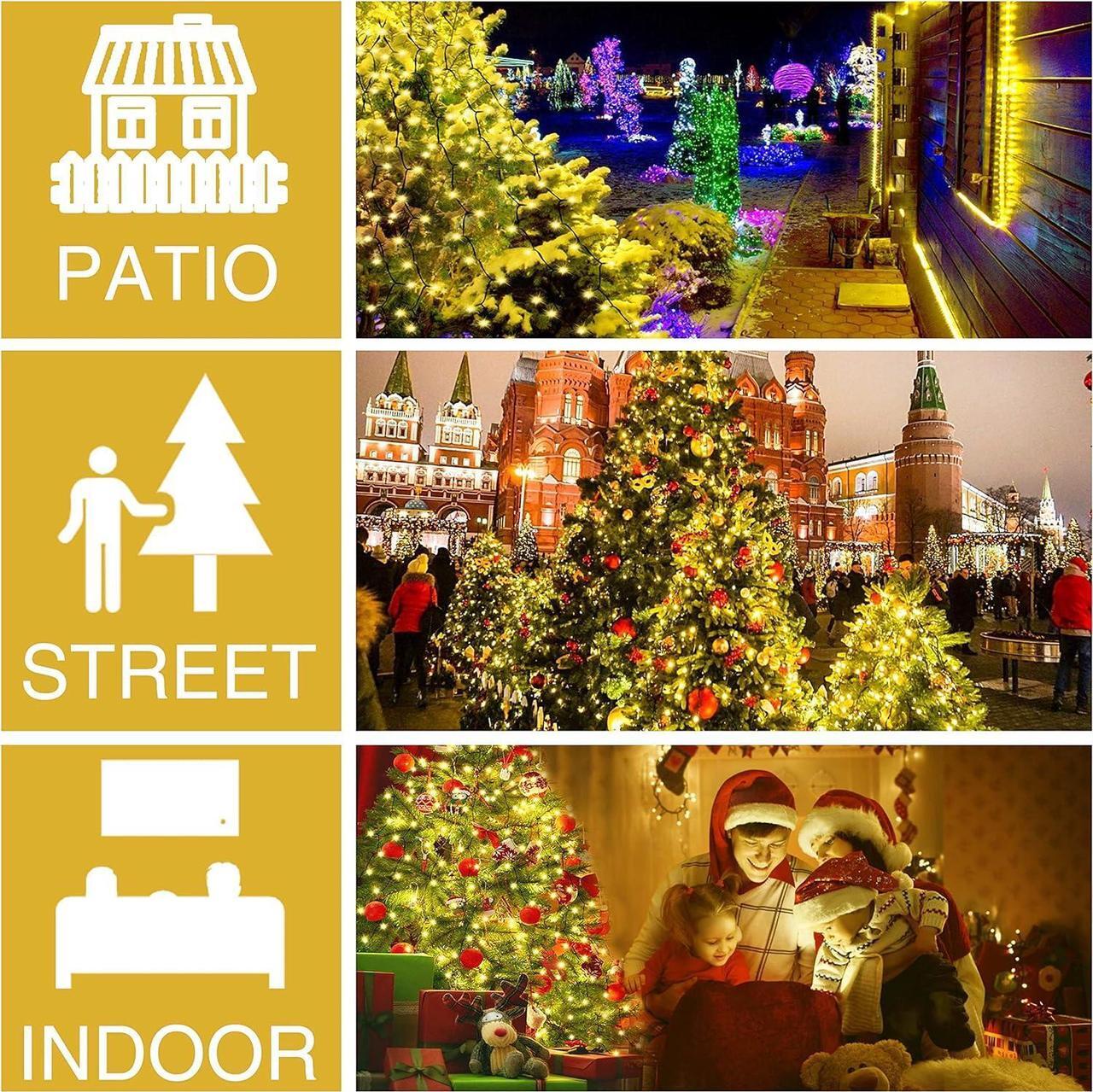 Alt view image 2 of 7 - Christmas Tree Lights with Ring 16 Strings 400 LEDs, Xmas String Lights with Timer 6.6FT Easy to Install, Christmas Curtain Fairy Tree Light 8 Mode for Xmas Fir Pine Party Decoration Warm White