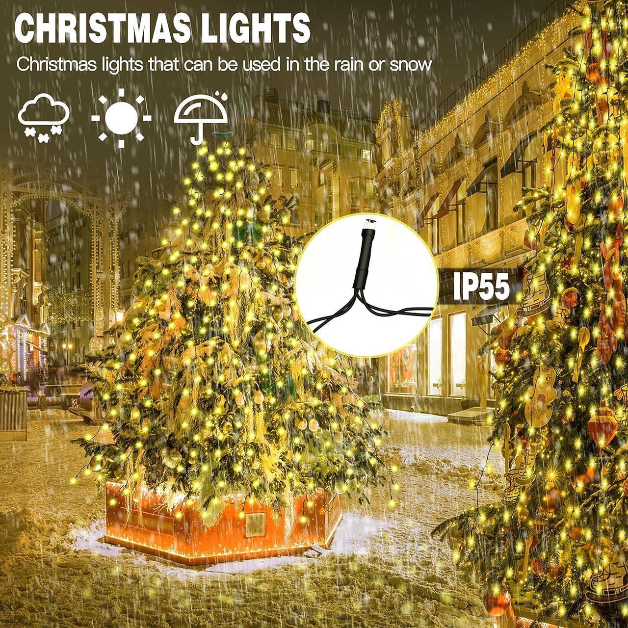 Alt view image 5 of 7 - Christmas Tree Lights with Ring 16 Strings 400 LEDs, Xmas String Lights with Timer 6.6FT Easy to Install, Christmas Curtain Fairy Tree Light 8 Mode for Xmas Fir Pine Party Decoration Warm White