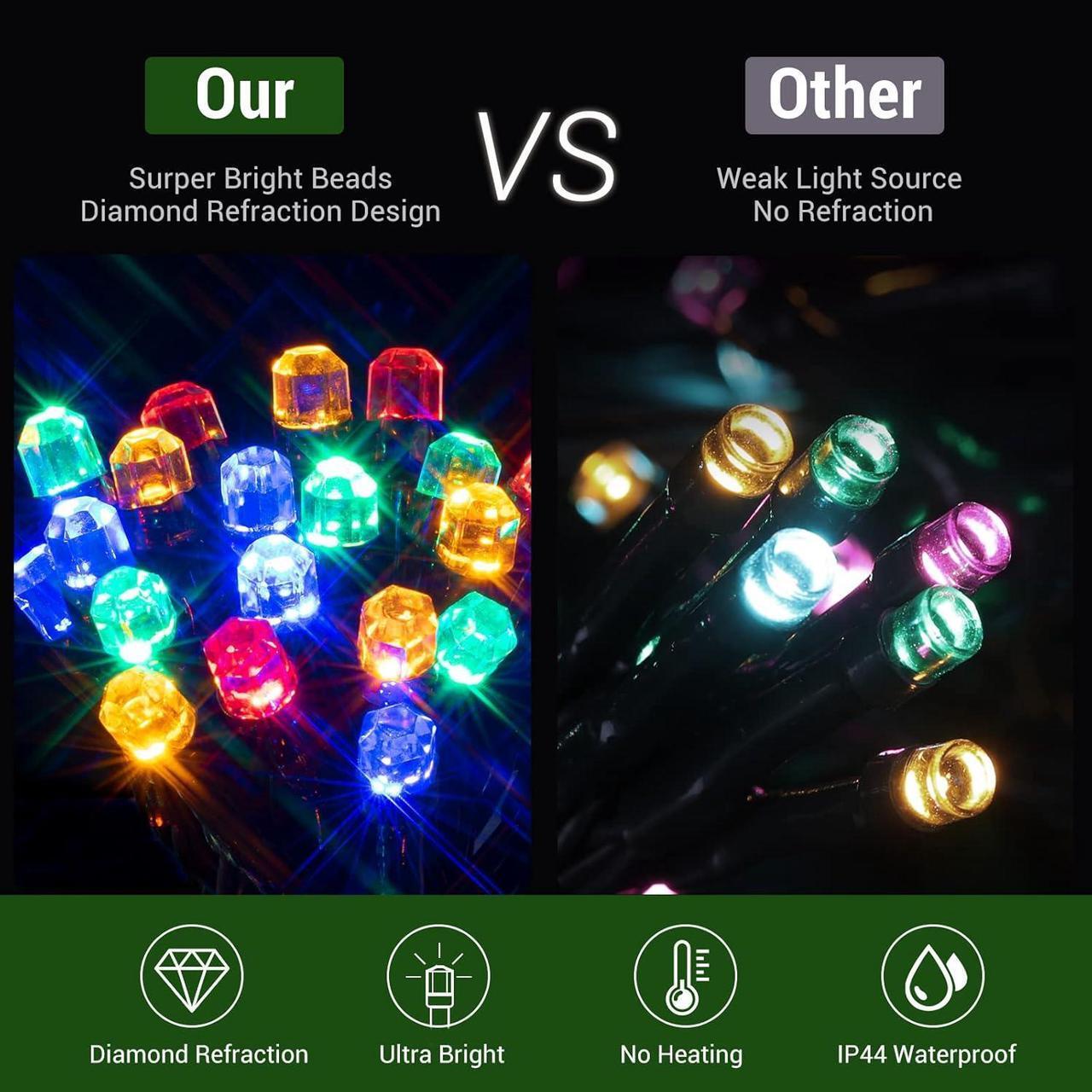 Alt view image 5 of 7 - Christmas Tree Lights Color Changing, 11 Modes Christmas Light Outdoor with Remote Control, 400 Diamond LED 6.6FTx10 Waterproof Xmas Tree Lights with Timer & Memory Function for Indoor