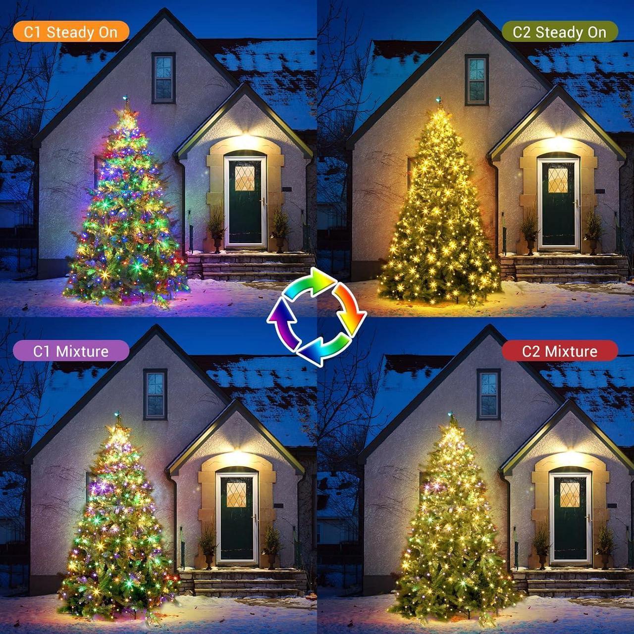 Alt view image 4 of 7 - Christmas Tree Lights Color Changing, 11 Modes Christmas Light Outdoor with Remote Control, 400 Diamond LED 6.6FTx10 Waterproof Xmas Tree Lights with Timer & Memory Function for Indoor