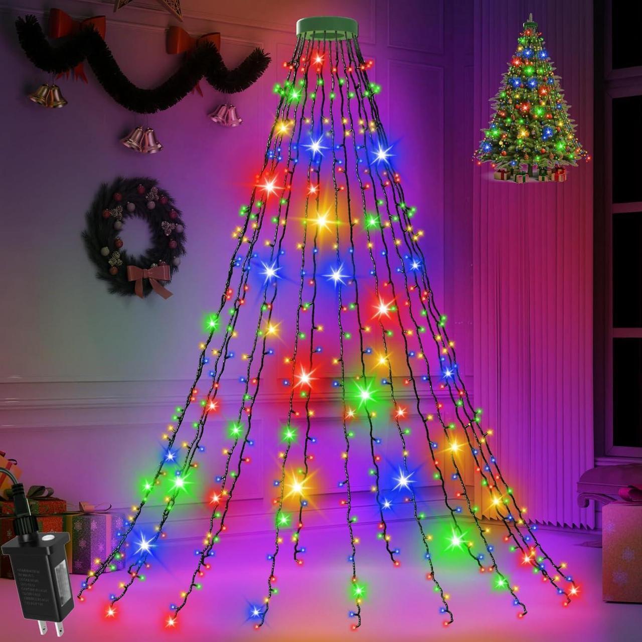 Main image of 400 LED Christmas Tree Lights 8 Modes Christmas String Lights for Tree with Timer 6.6FT x 16 Lines Waterproof Christmas Decorations Outdoor/Indoor with Memory Function, Multicolor