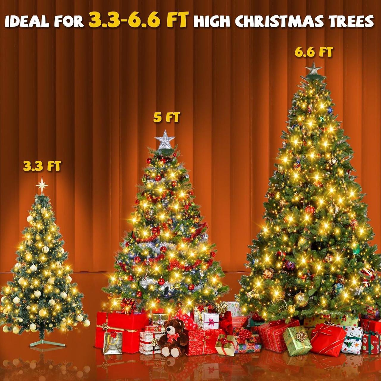 Alt view image 5 of 6 - 400 LED Christmas Tree Lights 8 Modes Christmas String Lights for Tree with Timer 6.6FT x 16 Lines Lights String Waterproof Christmas Decorations Outdoor/Indoor with Memory Function, Warm White