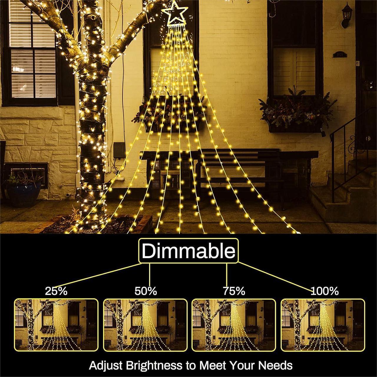 Alt view image 4 of 7 - Christmas Decorations Outdoor Star Lights,11Ft Christmas Tree Toppers Lights with Remote,11 Lighting Modes Waterfall Christmas String Lights for Christmas,Halloween (Color Changing)