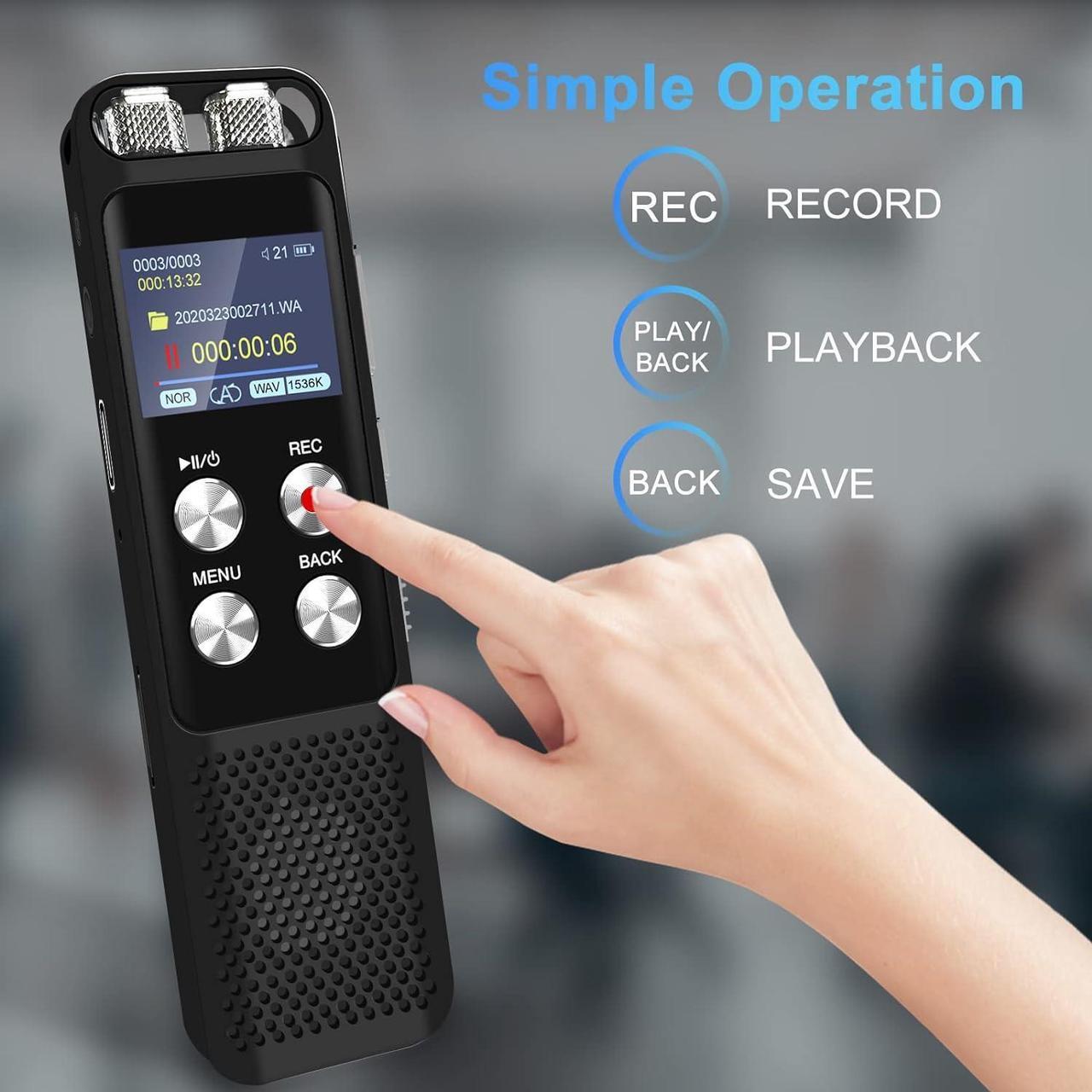 Alt view image 5 of 7 - 136GB Digital Voice Recorder: Voice Activated Recorders with Playback, Audio Recording Device for Lectures Meetings, Dictaphone Sound Portable Tape Recorder with Password | USB