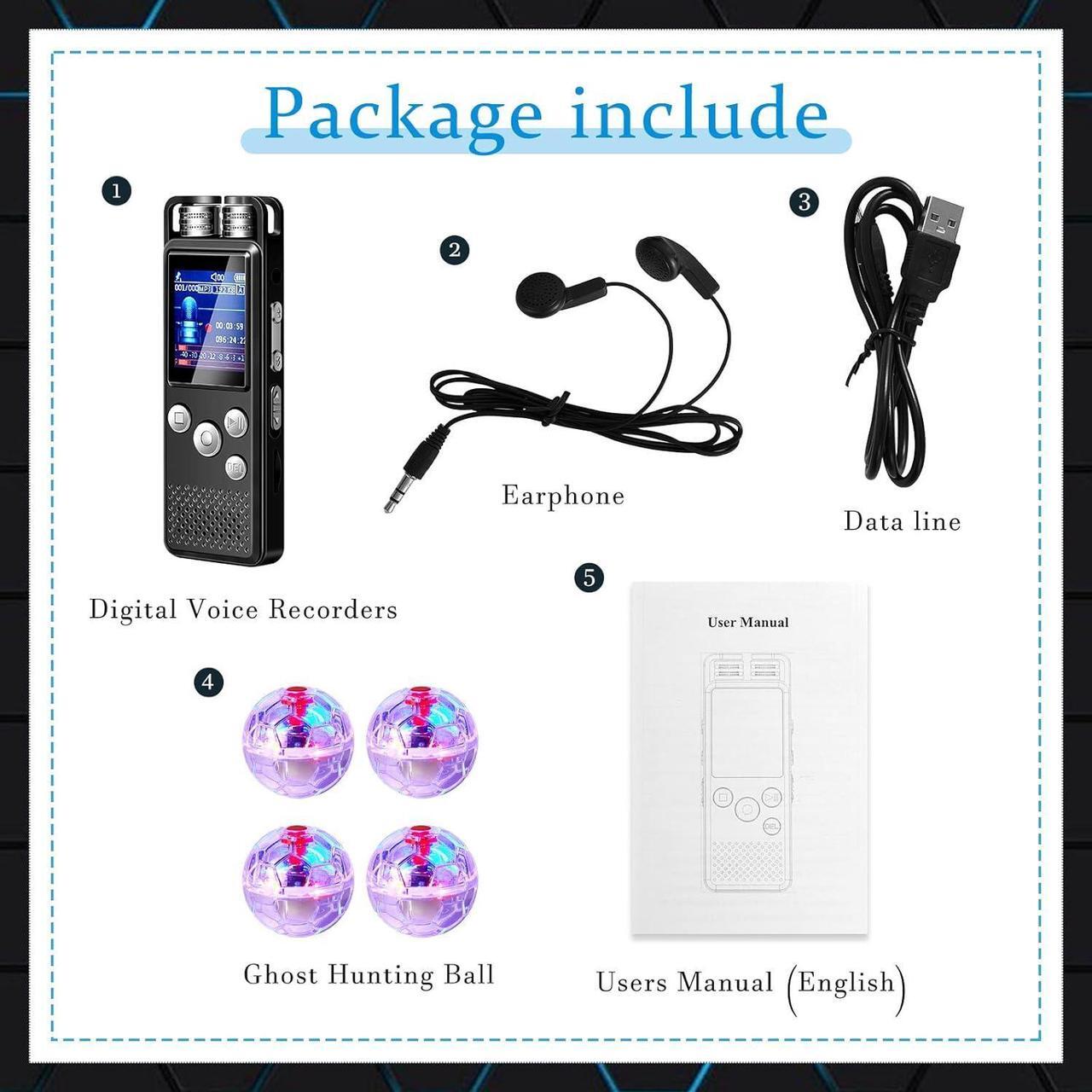 Alt view image 2 of 6 - 5 Pcs Ghost Hunting Kit Includes Digital Voice Recorders with 4 LED Cat Balls Motion Activated Cat Ball Toy Voice Activated Recorder with Playback for Pet Cat Dog Animals (8 GB,Chic Style)