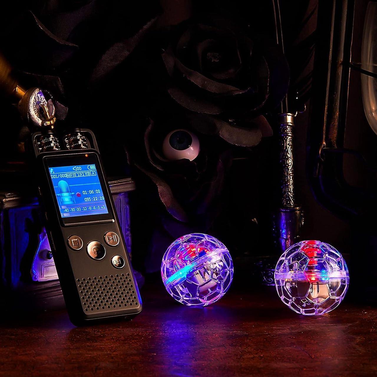 Alt view image 6 of 6 - 5 Pcs Ghost Hunting Kit Includes Digital Voice Recorders with 4 LED Cat Balls Motion Activated Cat Ball Toy Voice Activated Recorder with Playback for Pet Cat Dog Animals (8 GB,Chic Style)