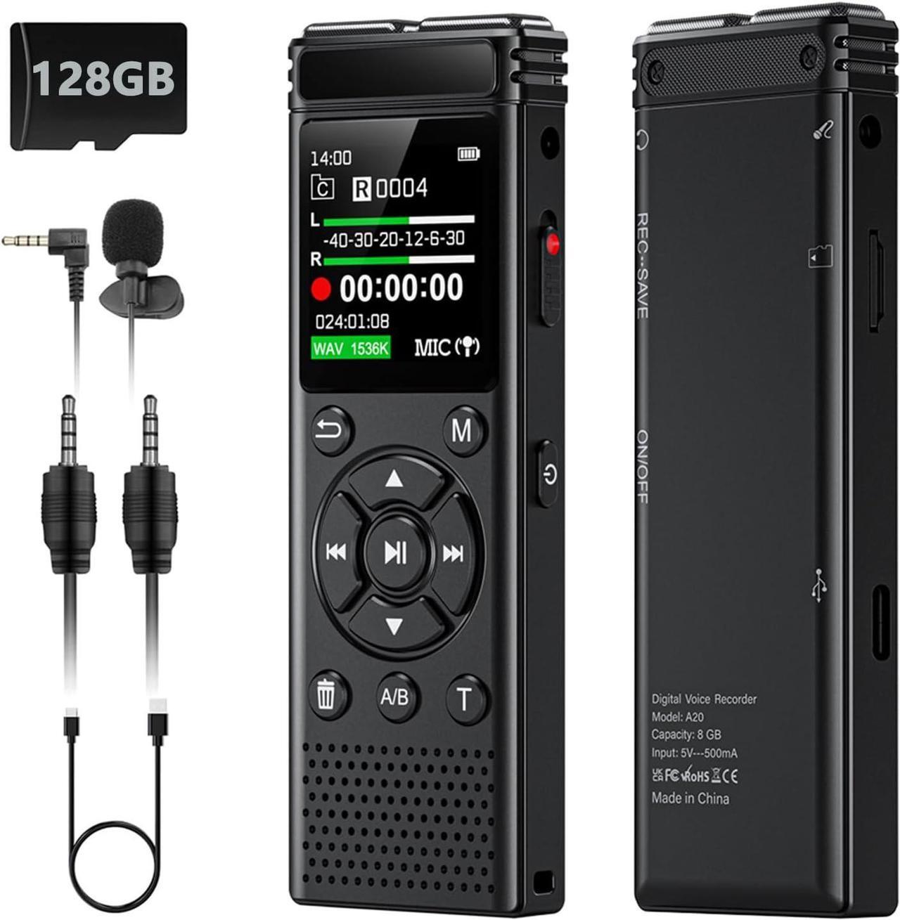 Main image of 136GB Digital Voice Recorder One Click, Voice Recorder with Playback HD Recording Easy Control, Large Screen 7000 Hours Sound Audio Recorder Recording Tape for Lectures Meeting MP3 Player