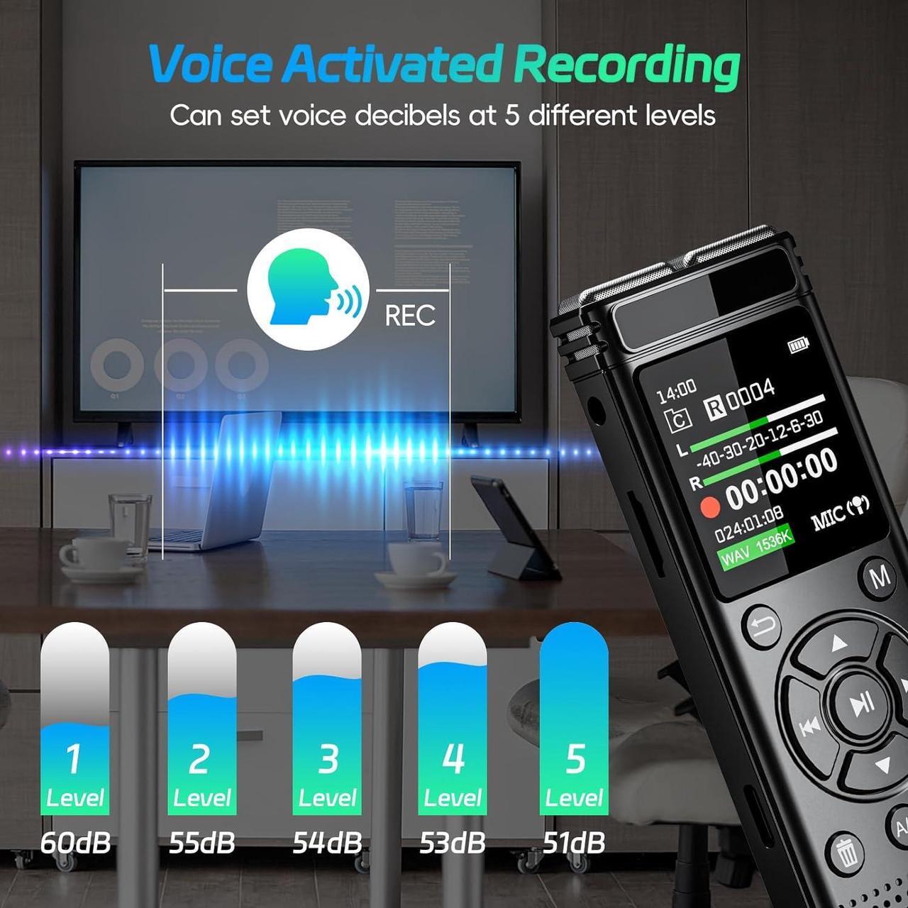 Alt view image 6 of 7 - 136GB Digital Voice Recorder One Click, Voice Recorder with Playback HD Recording Easy Control, Large Screen 7000 Hours Sound Audio Recorder Recording Tape for Lectures Meeting MP3 Player