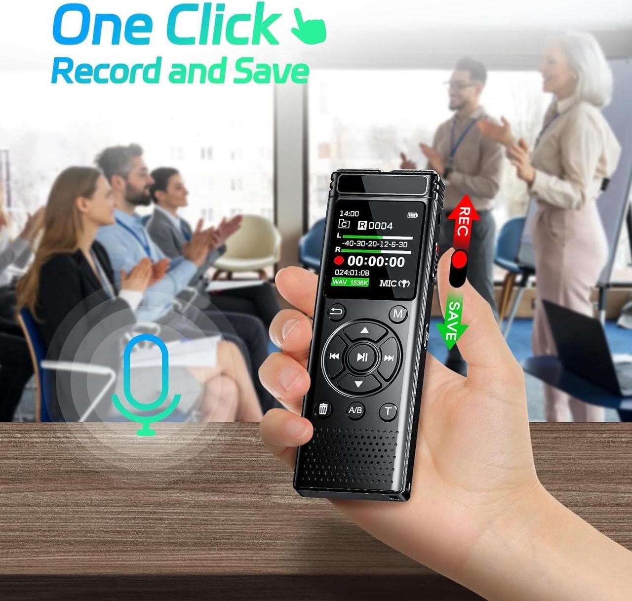 Alt view image 4 of 7 - 136GB Digital Voice Recorder One Click, Voice Recorder with Playback HD Recording Easy Control, Large Screen 7000 Hours Sound Audio Recorder Recording Tape for Lectures Meeting MP3 Player