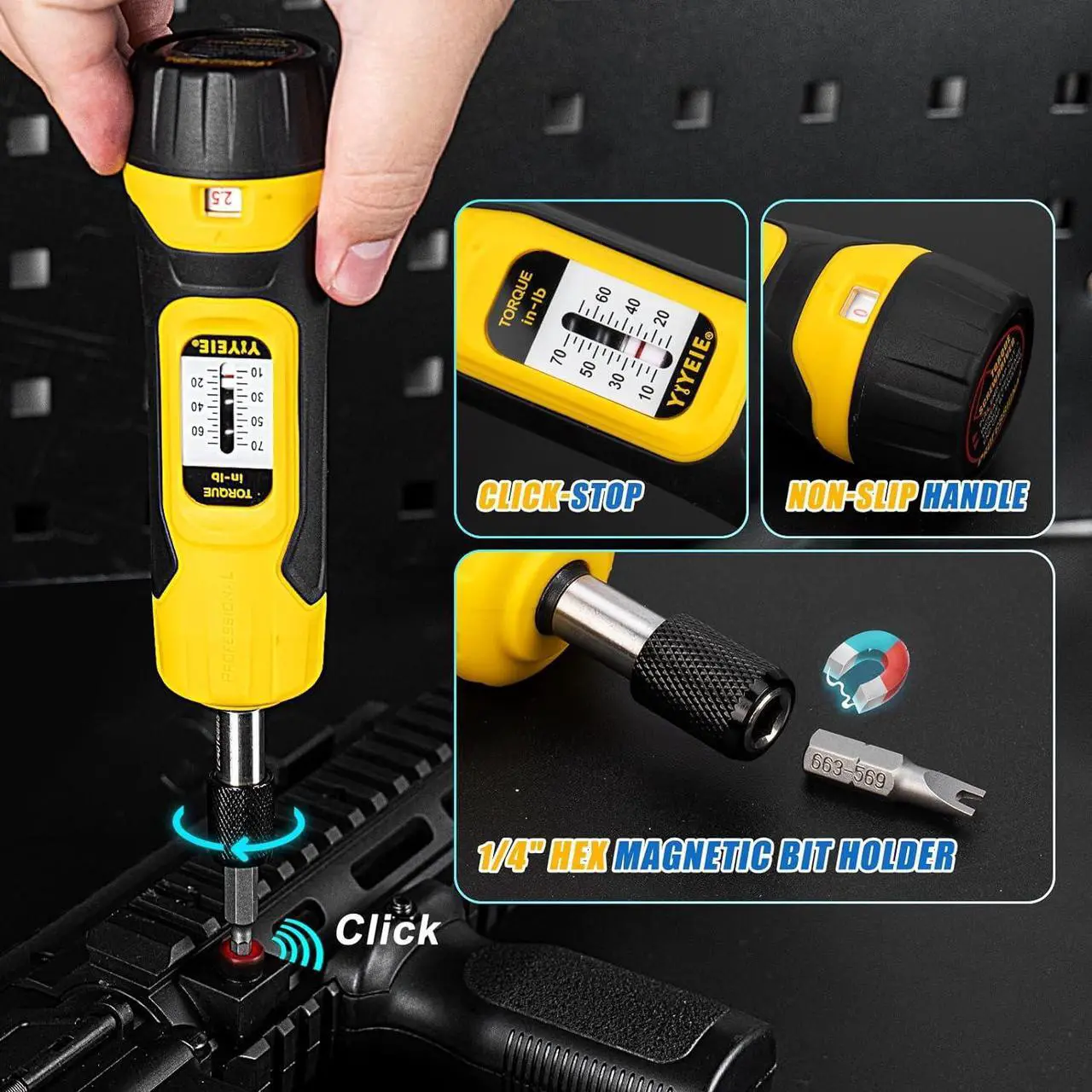 Alt view image 5 of 7 - 90Pcs Master Torque Screwdriver Set, 10-70 IN.LB, Inch Pound Torque Screw Driver with S2 Bits, Includes Flat, Hex, Torx, and Phillips Bits, T-BAR Ratchet Wrench, All in One Torque Tool Kit