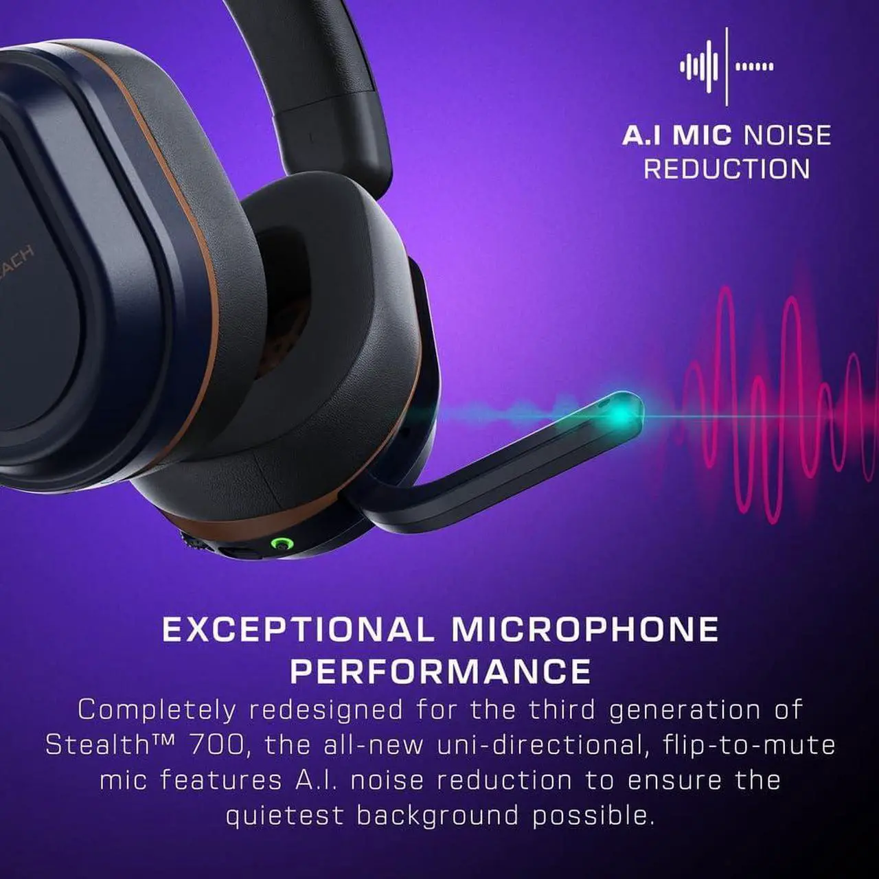 Alt view image 7 of 7 - Turtle Beach Stealth 700 Gen 3 Wireless Multiplatform Amplified Gaming Headset for Xbox Series X|S, Xbox One, PC, PS5, Mobile  60mm Drivers, AI Noise-Cancelling Mic, Bluetooth, 80-Hr Battery  Cobalt