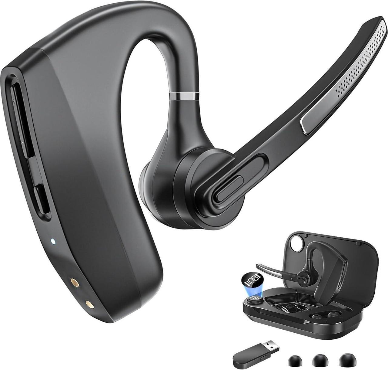 Main image of Wireless Headset Earpiece with USB Dongle & Noise Cancelling Mic for PC, Phone, Bluetooth Headphones Over-Ear with Microphone for Zoom Meetings, Work from Home, Trucker Use