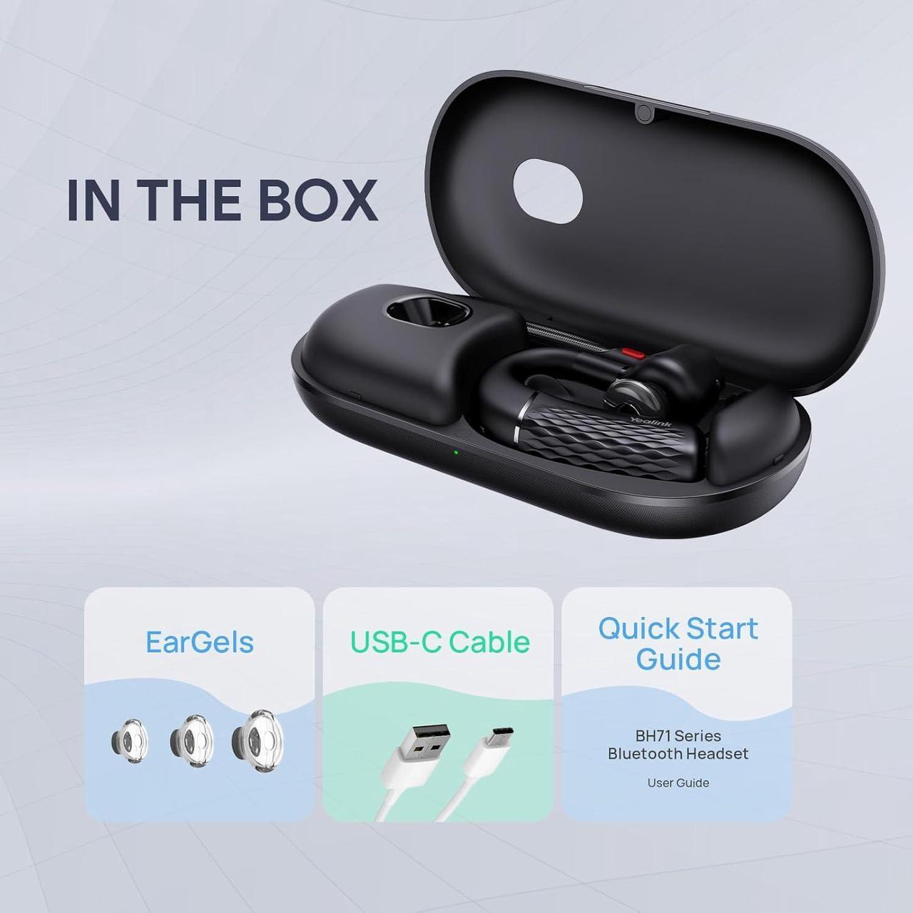 Alt view image 7 of 7 - BH71 Bluetooth Headset Upgraded,Wireless Earphone with 4 Noise Cancelling Microphone,Adjustable Ear Hook,Compatible with iOS/Android Cell Phone,Driving,Office Work