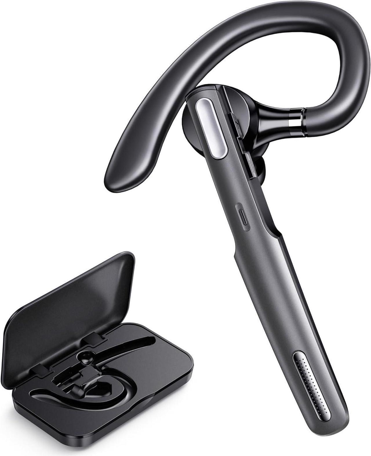 Main image of Bluetooth Headset, Wireless Bluetooth Earpiece V5.0 Hands-Free Earphones with Built-in Mic for Driving/Business/Office, Compatible with iPhone and Android (Gray)