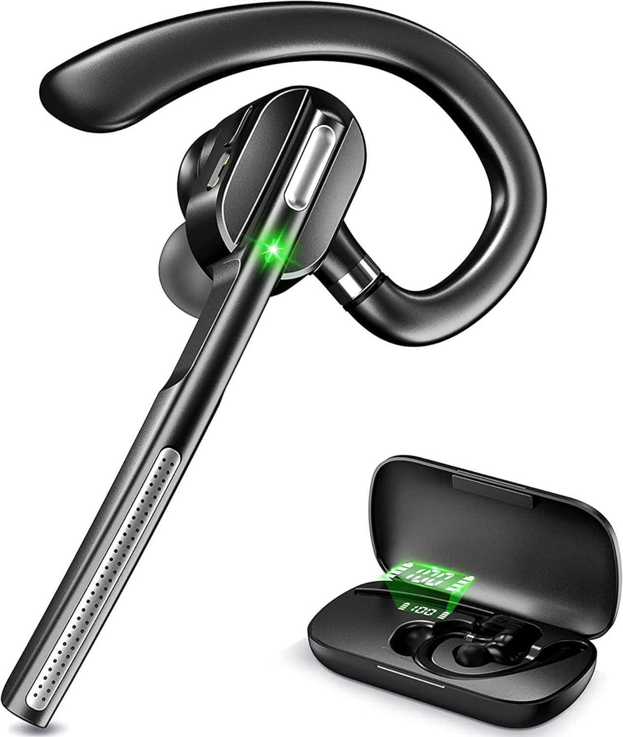 Main image of Bluetooth Headset V5.1, Wireless Headset with Battery Display Charging Case, Bluetooth Earpiece with Noise Canceling Mic for Driving, Office, Business, Compatible with Cell Phone and PC