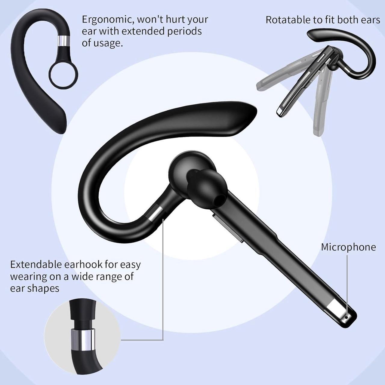 Alt view image 2 of 7 - Bluetooth Headset, Bluetooth Wireless Earpiece with mic Trucker Headset for Phone Case Office Phones with Built-in Microphone Manos Libres Noise Cancelling