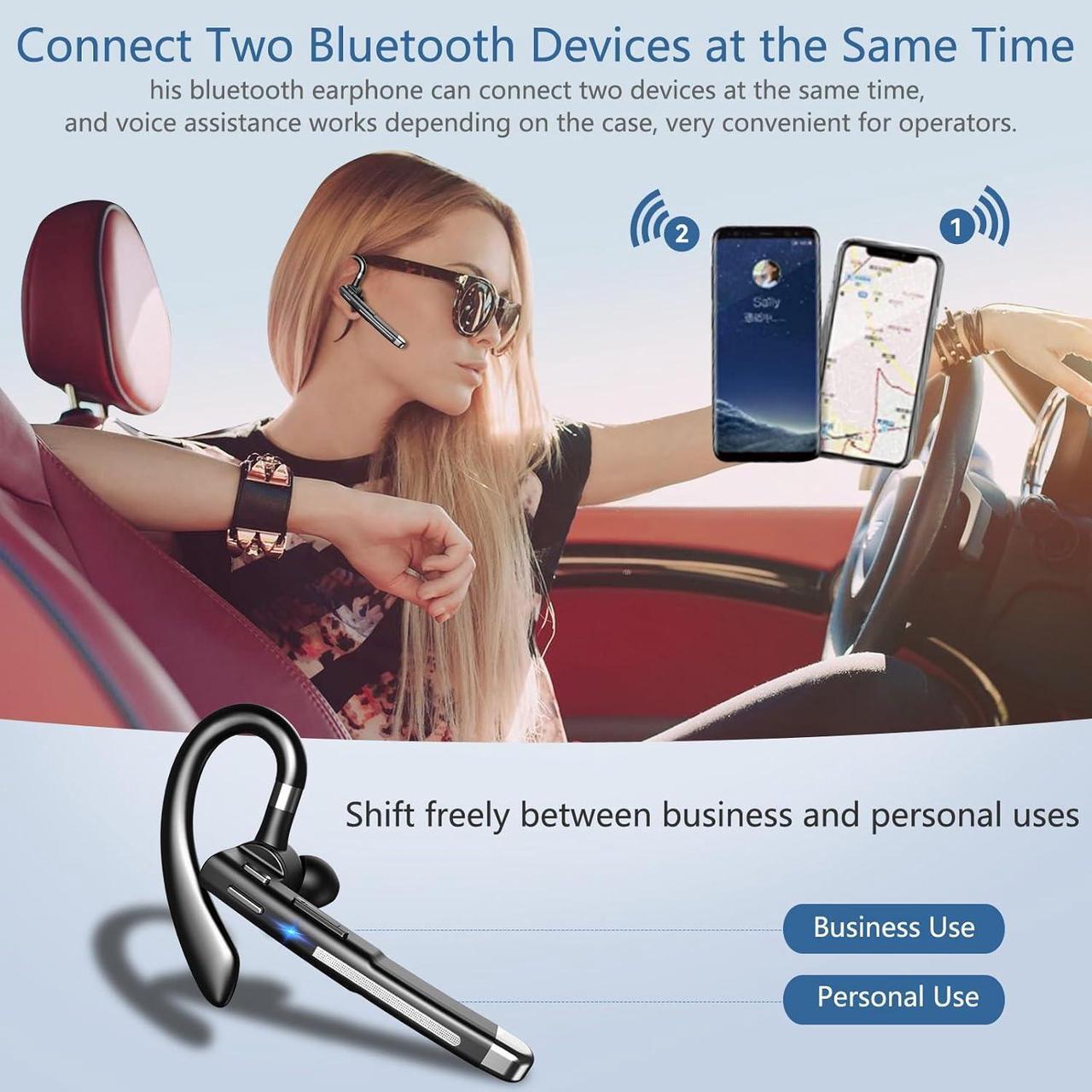 Alt view image 7 of 7 - Bluetooth Headset, Bluetooth Wireless Earpiece with mic Trucker Headset for Phone Case Office Phones with Built-in Microphone Manos Libres Noise Cancelling