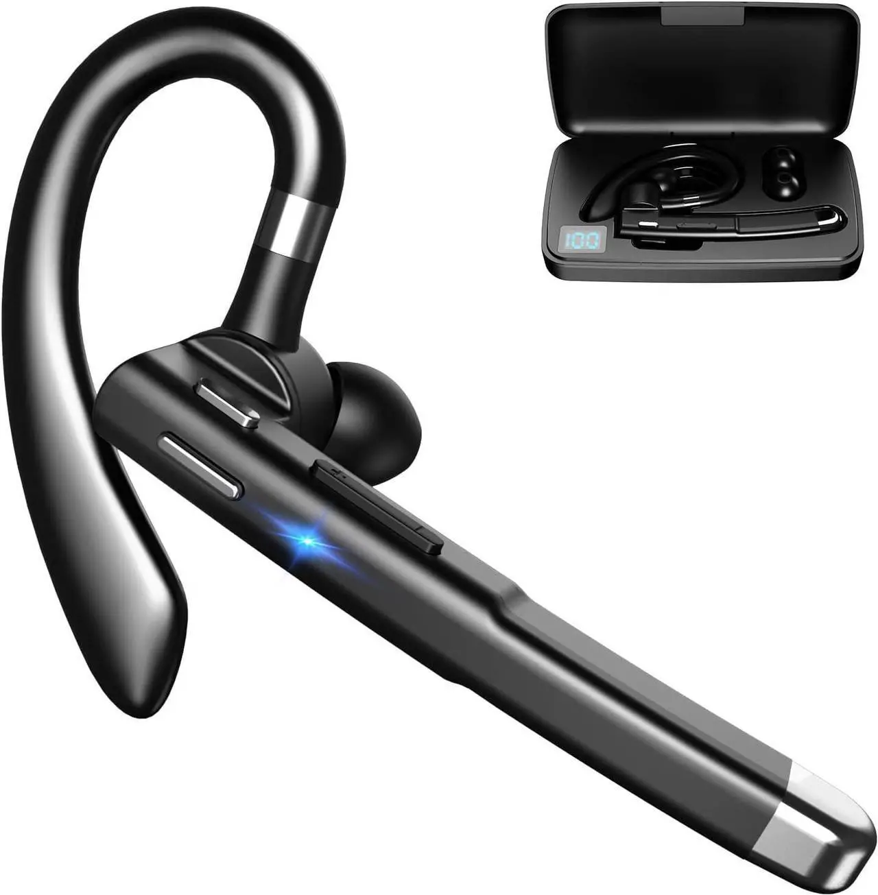 Main image of Bluetooth Headset, Bluetooth Wireless Earpiece with mic Trucker Headset for Phone Case Office Phones with Built-in Microphone Manos Libres Noise Cancelling(Black)