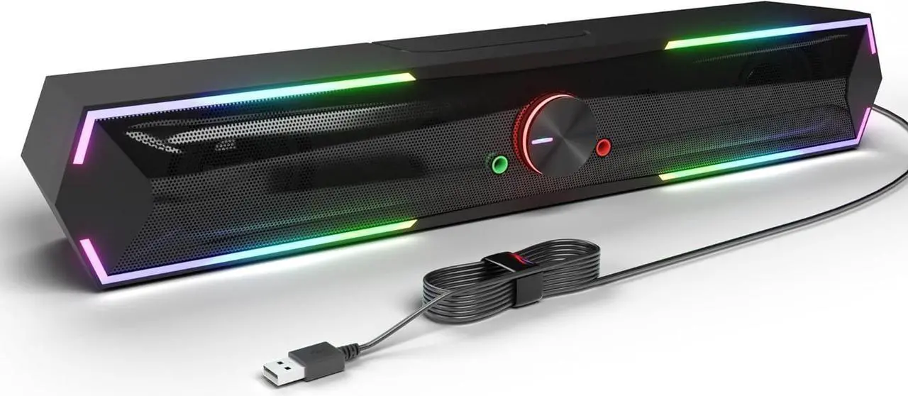 Main image of Bluetooth Computer Speakers, Adjustable RGB PC Gaming Speakers with Enhanced Bass and Volume Control, Stereo USB Powered 3.5mm Aux Multimedia Speakers for Laptop/Desktop/Tablets/Phone
