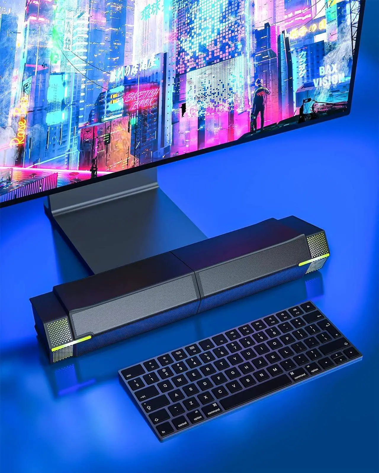 Alt view image 7 of 7 - M20 Bluetooth Computer Speakers for PC Desktop Monitor, Gaming PC Sound Bar - Wired USB-Powered, Superb Stereo Sound, with LED Lighting - Combine/Separate to Customize Your Desk