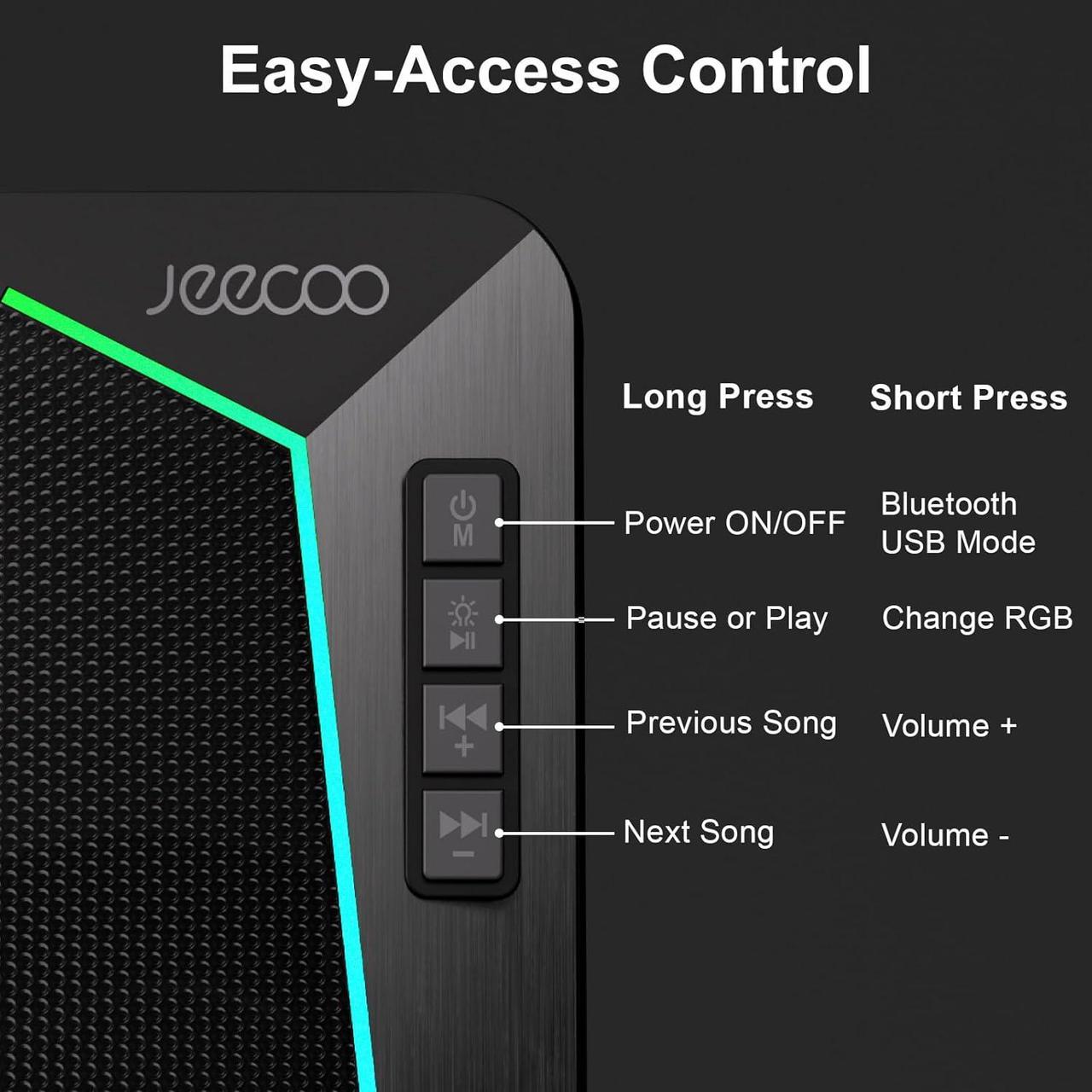 Alt view image 4 of 7 - M30 Bluetooth Computer Speakers, PC Gaming Speakers for Desktop with Crisp Stereo Sound, Dynamic LED Modes, Easy-Access Control, 10W - USB-Powered,BLACK
