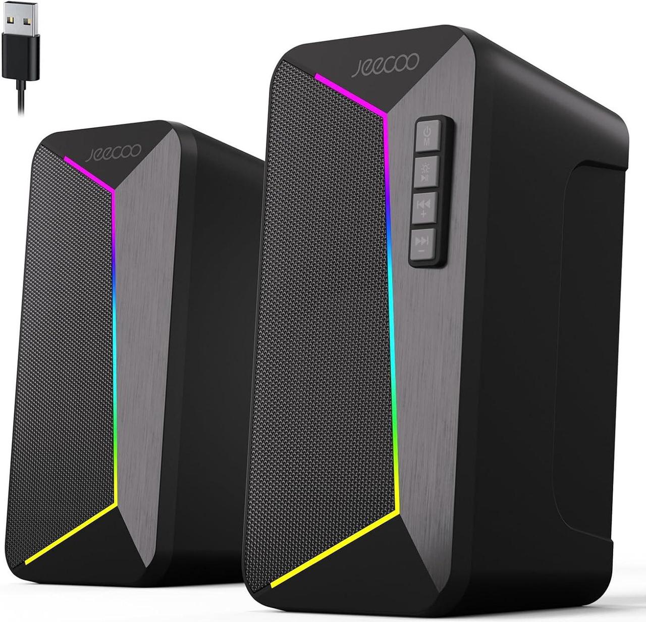 Main image of M30 Bluetooth Computer Speakers, PC Gaming Speakers for Desktop with Crisp Stereo Sound, Dynamic LED Modes, Easy-Access Control, 10W - USB-Powered,BLACK