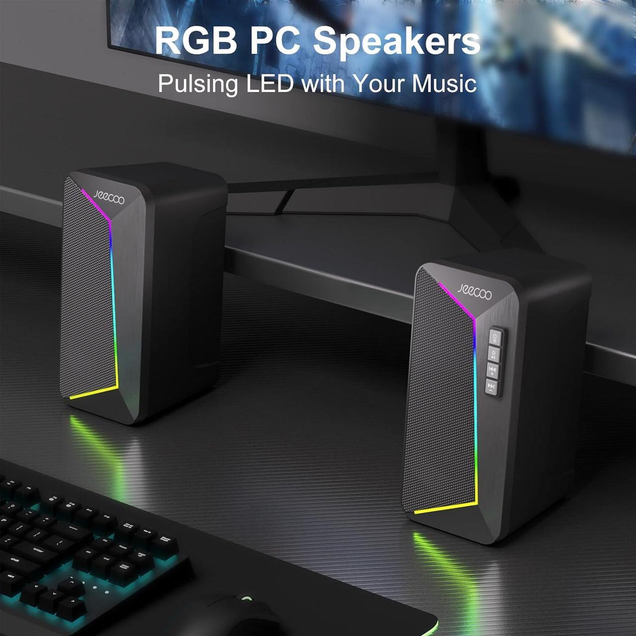 Alt view image 6 of 7 - M30 Bluetooth Computer Speakers, PC Gaming Speakers for Desktop with Crisp Stereo Sound, Dynamic LED Modes, Easy-Access Control, 10W - USB-Powered,BLACK