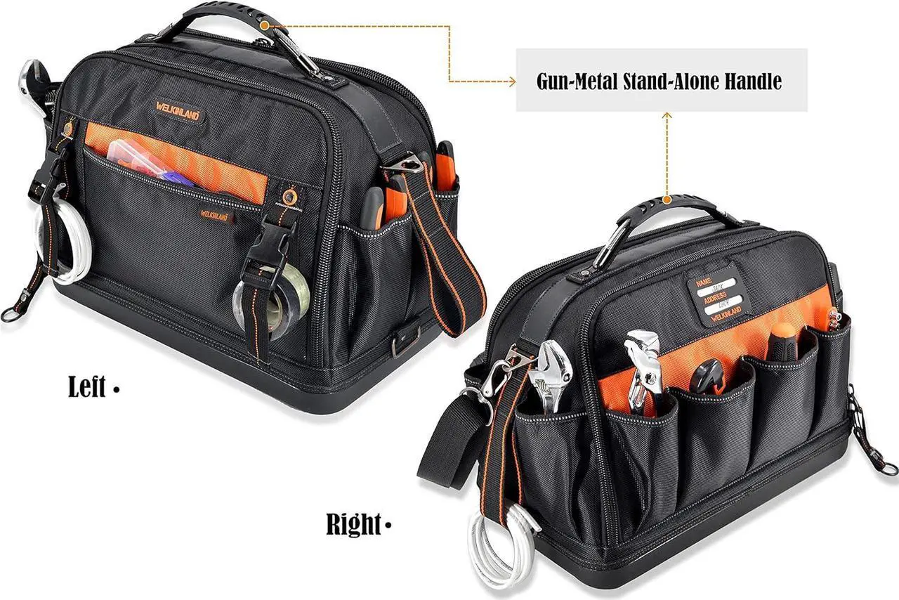 Alt view image 3 of 7 - 42-Pockets Tool bags for men, HVAC tool bag, Tool bag organizer, Electrician tool bag, Tools bag, Tool tote bag,Tool tote, Waterproof tool bag, Tool bags for electricians