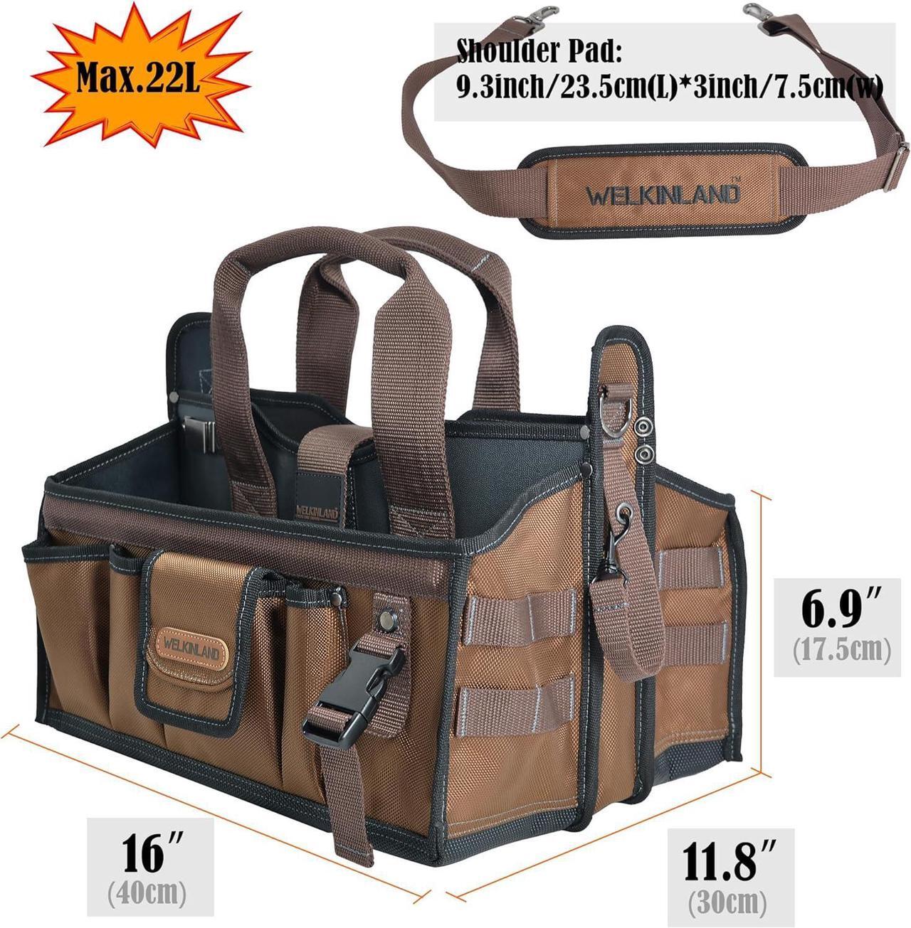Alt view image 5 of 7 - 20Pockets Tool tote, Electrician tool bag, HVAC tool bag, Tech tool bag, Open top tool bag, Electrician bag, HVAC bag, Open tool bag, Tool tote bag, Tool tote bag with handle