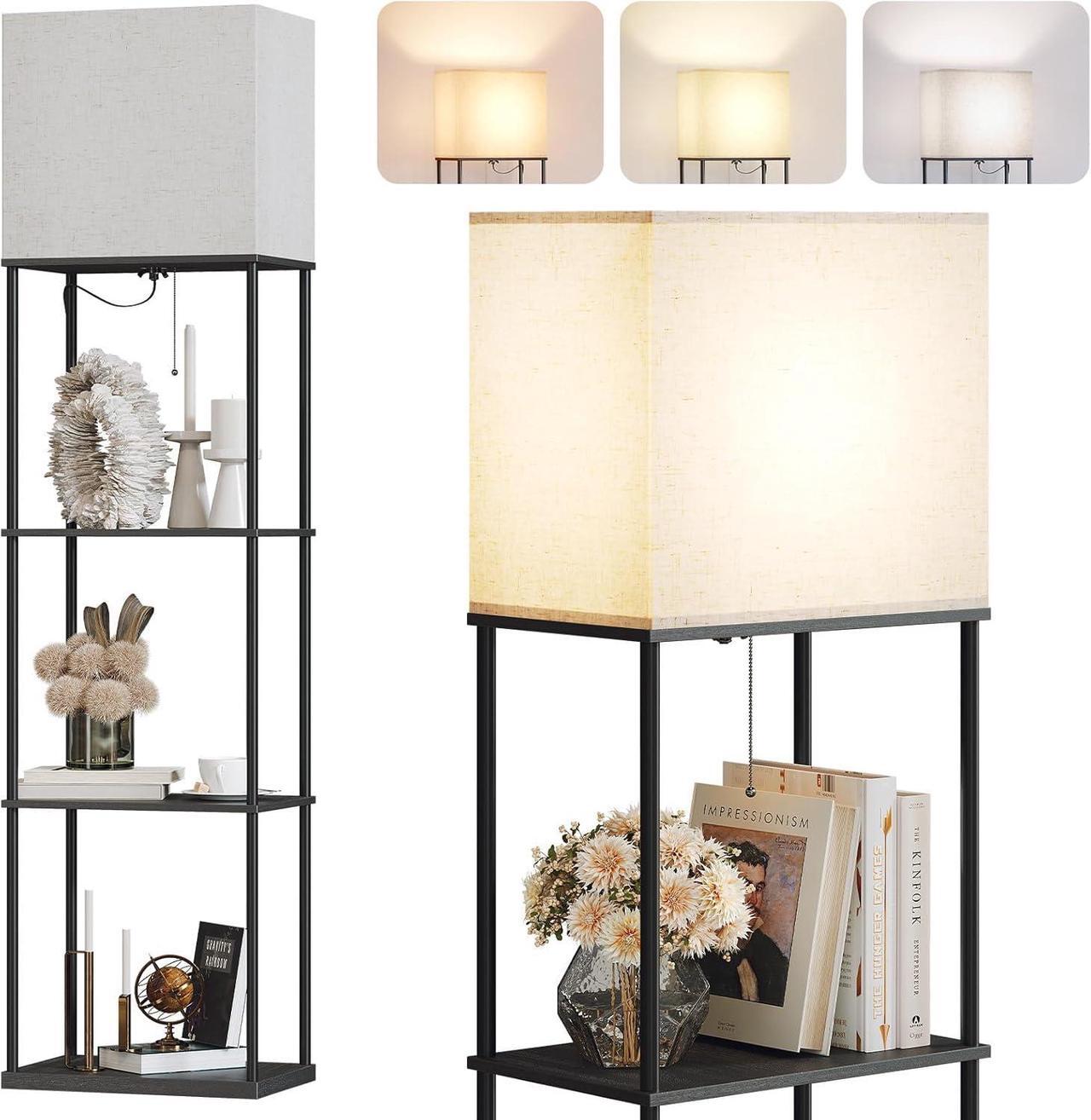 Main image of Large Size Floor Lamp with Shelves, 4-Tier Modern Standing Lamp with 3 Color Temperature Bulb, Tall Floor Lamp with Shelf, Corner Display Bookshelf Lamps for Living Room, Bedroom, Office